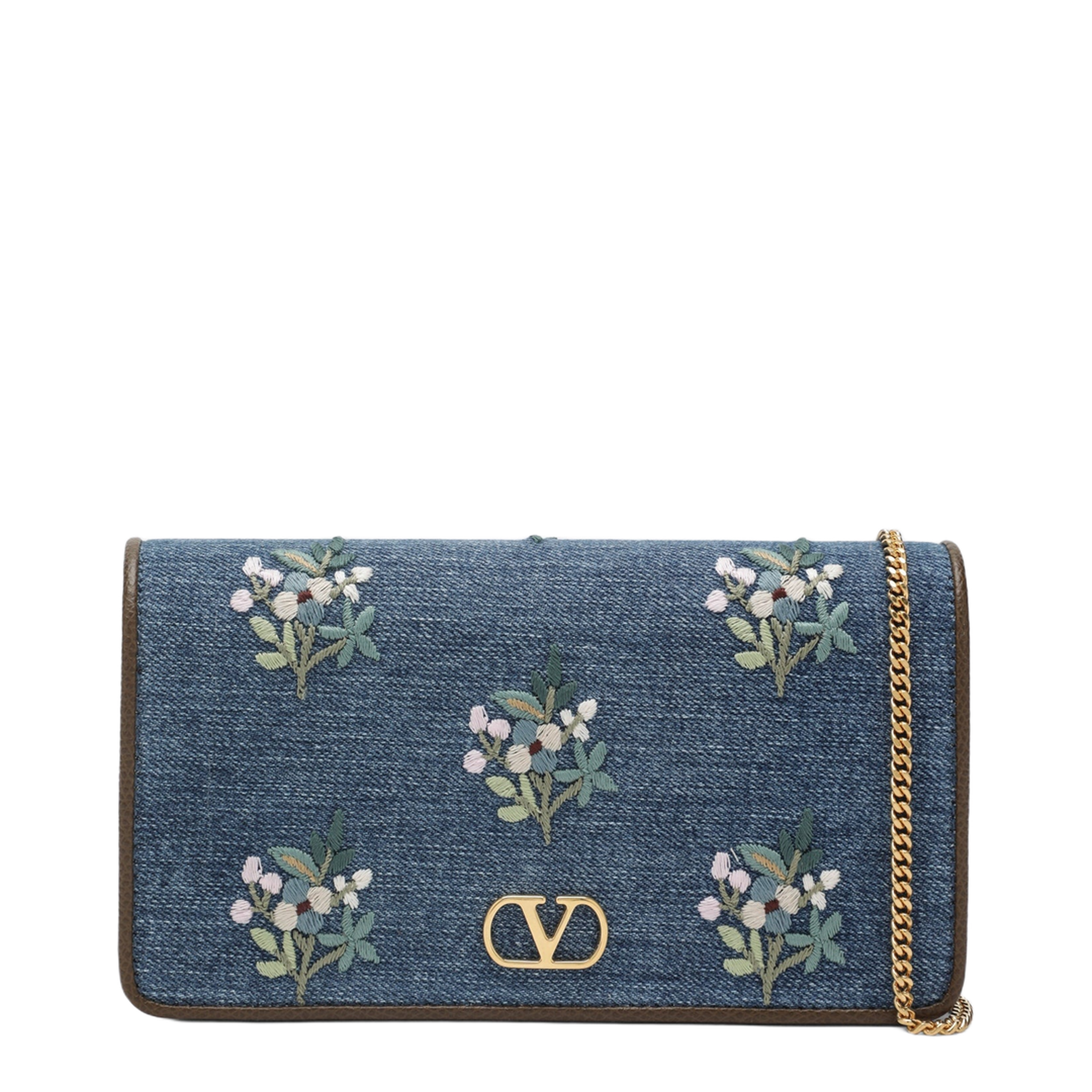 VLogo Signature Mini Denim Shoulder Bag - Blue Denim