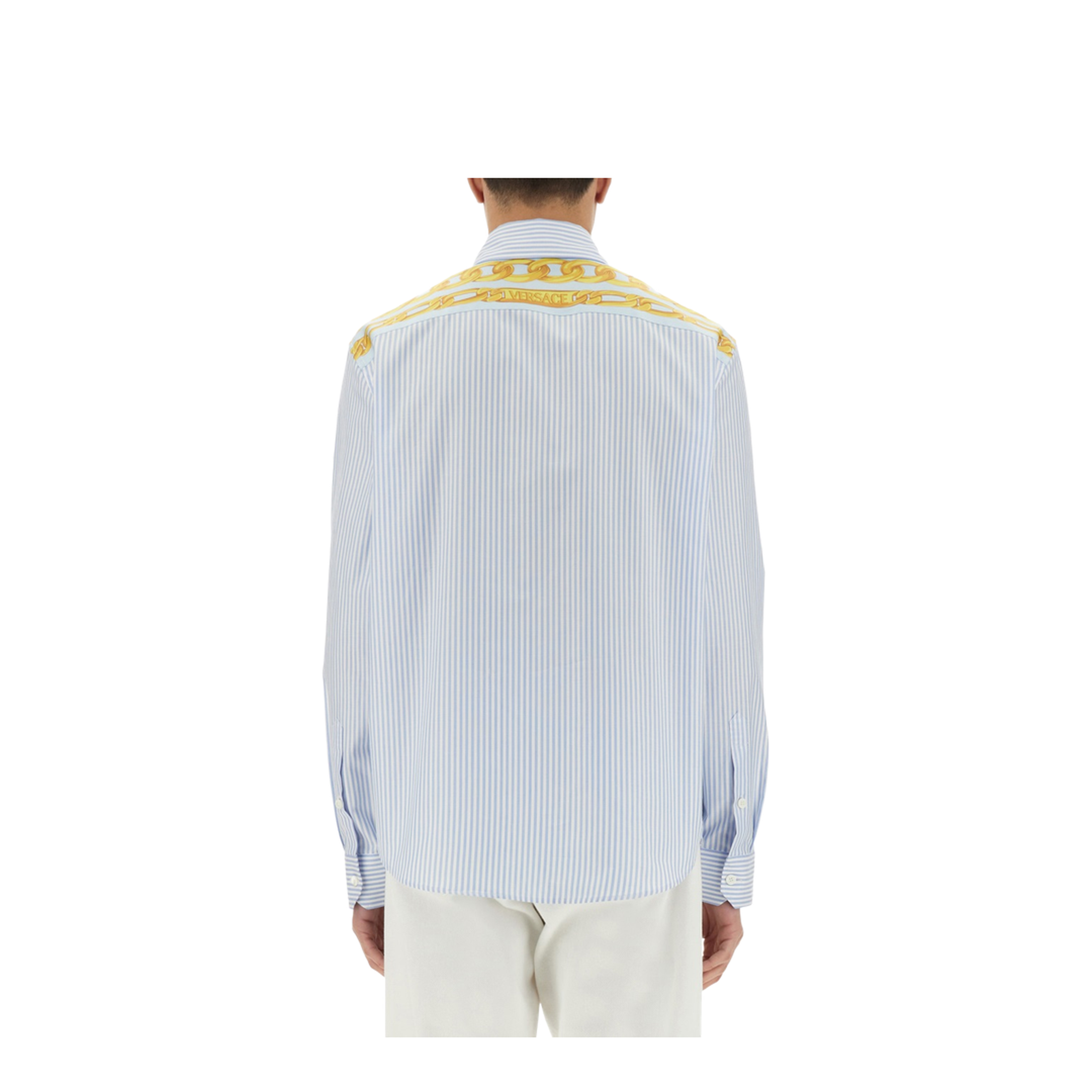 Striped Shirt With Silk Printed Insert