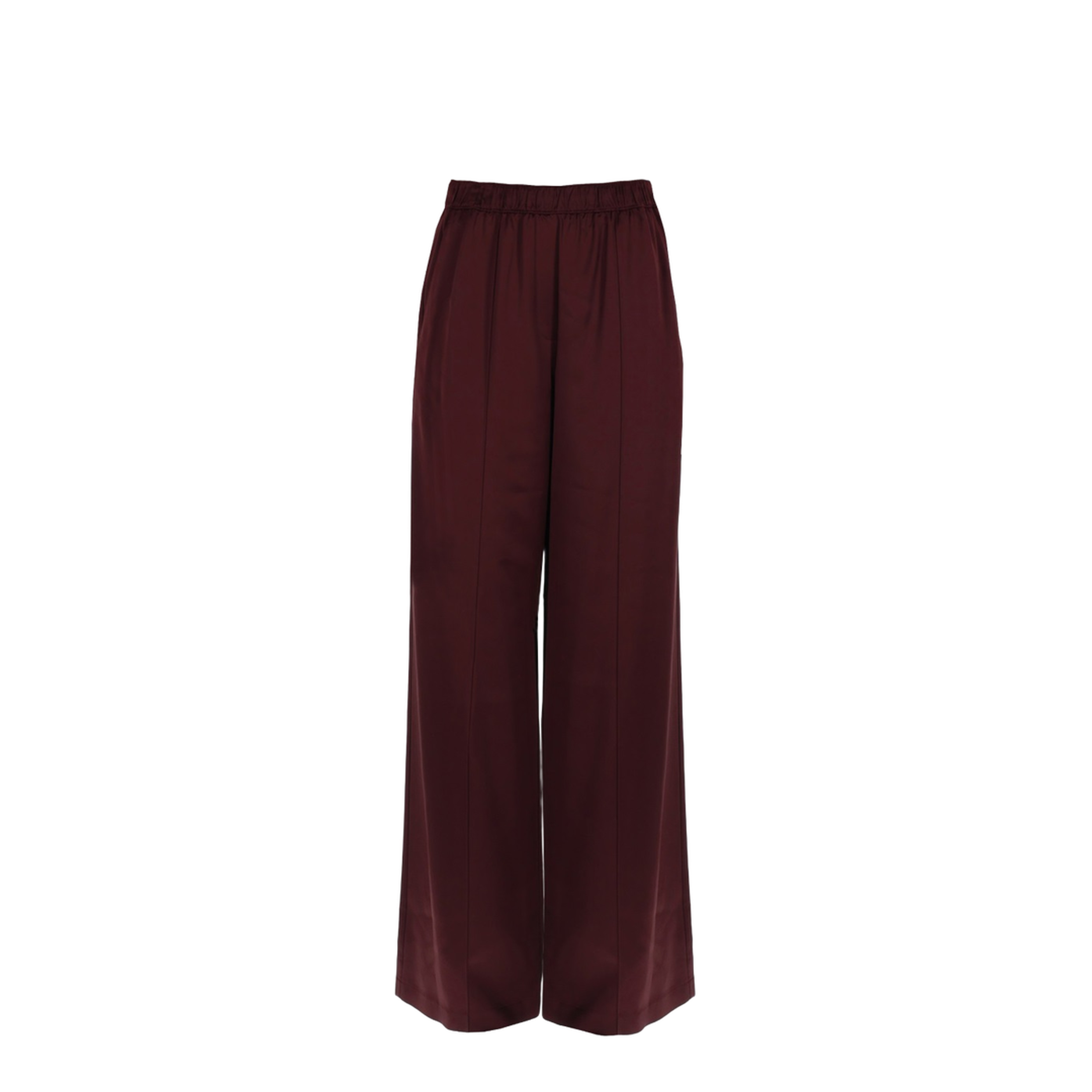 Burgundy Satin Wide-Leg Pants