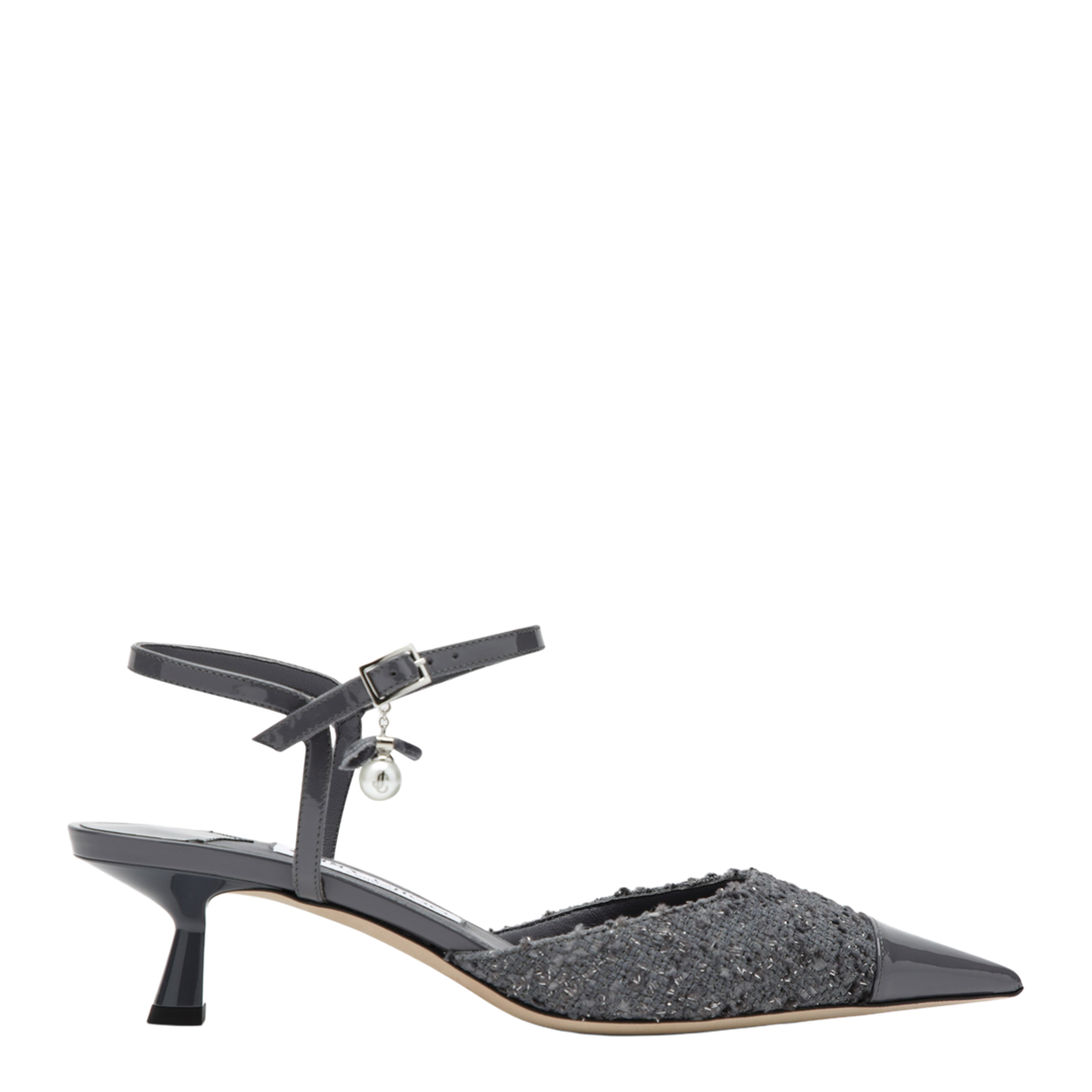 MAYFEYR - Jimmy Choo - Graphite Leather And Fabric Slingbacks - ARENSB45FVT102319