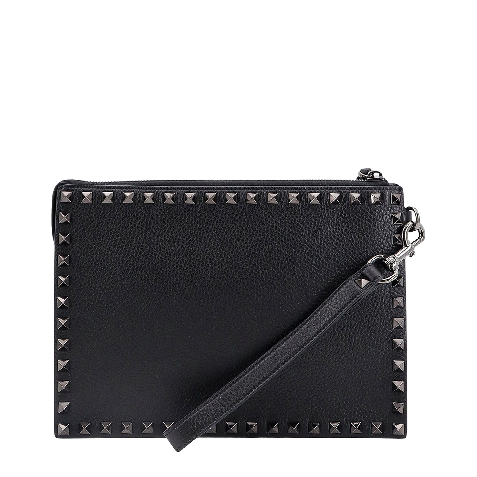 Black leather Rockstud clutch