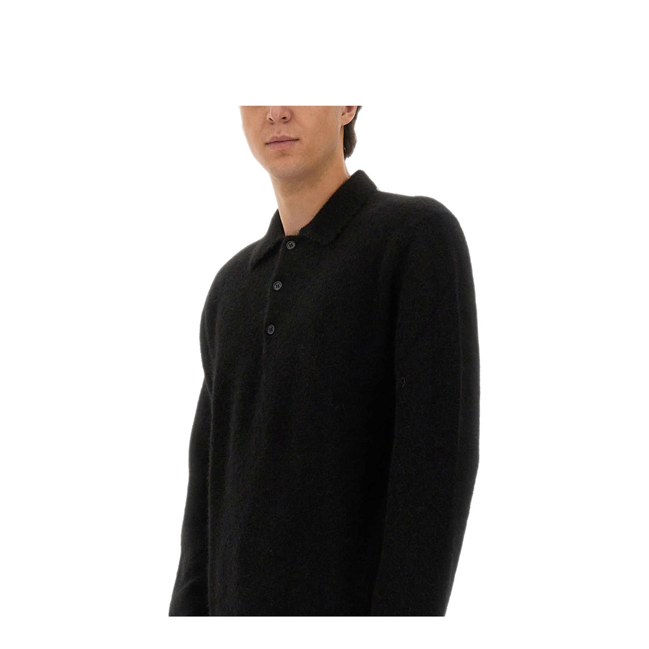 MAYFEYR - SUNFLOWER - Wool Sweater With Polo Collar - 3074BLACK