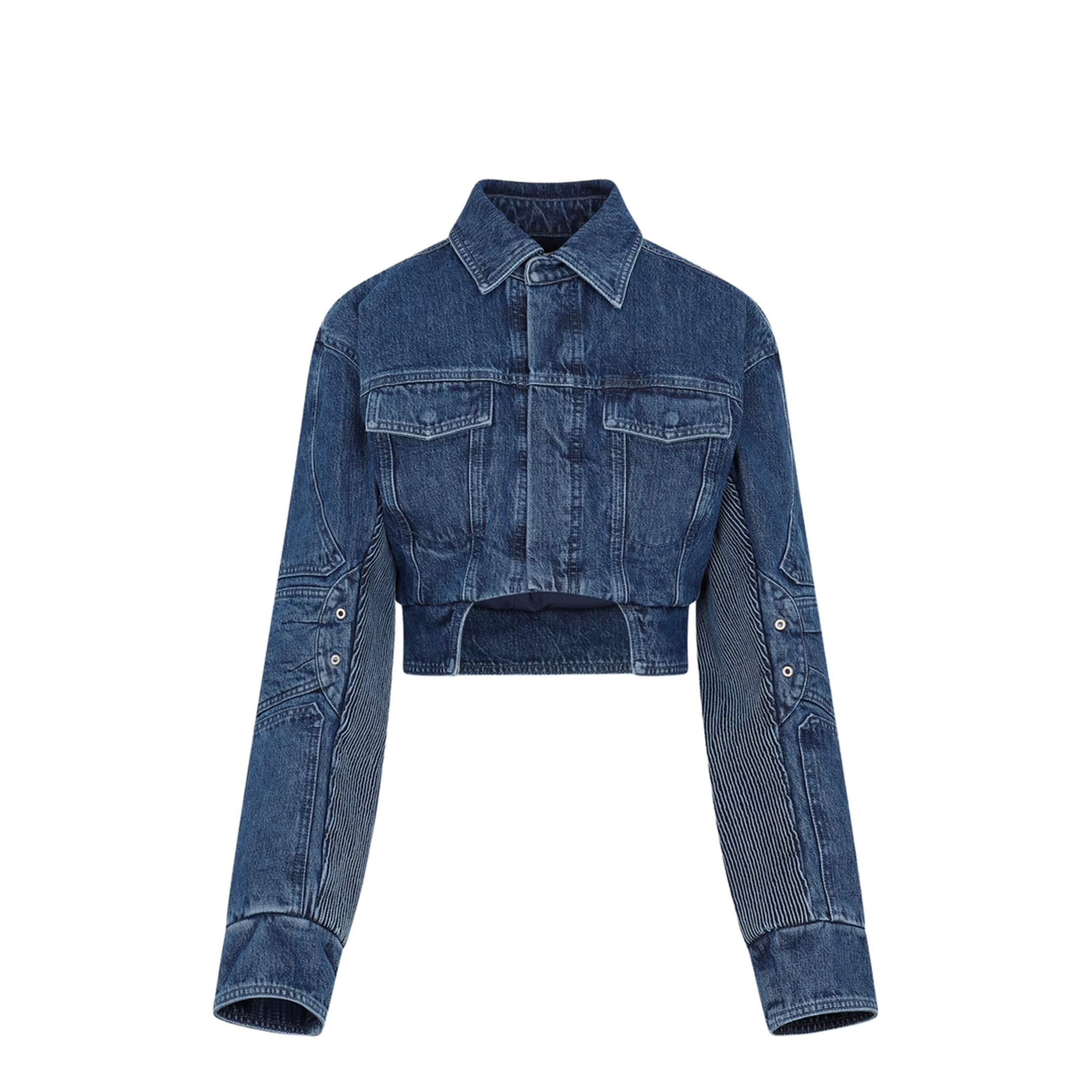 MAYFEYR - Off-White - Motorcycle Hole Crop Jacket - OWYE044S23DEN001