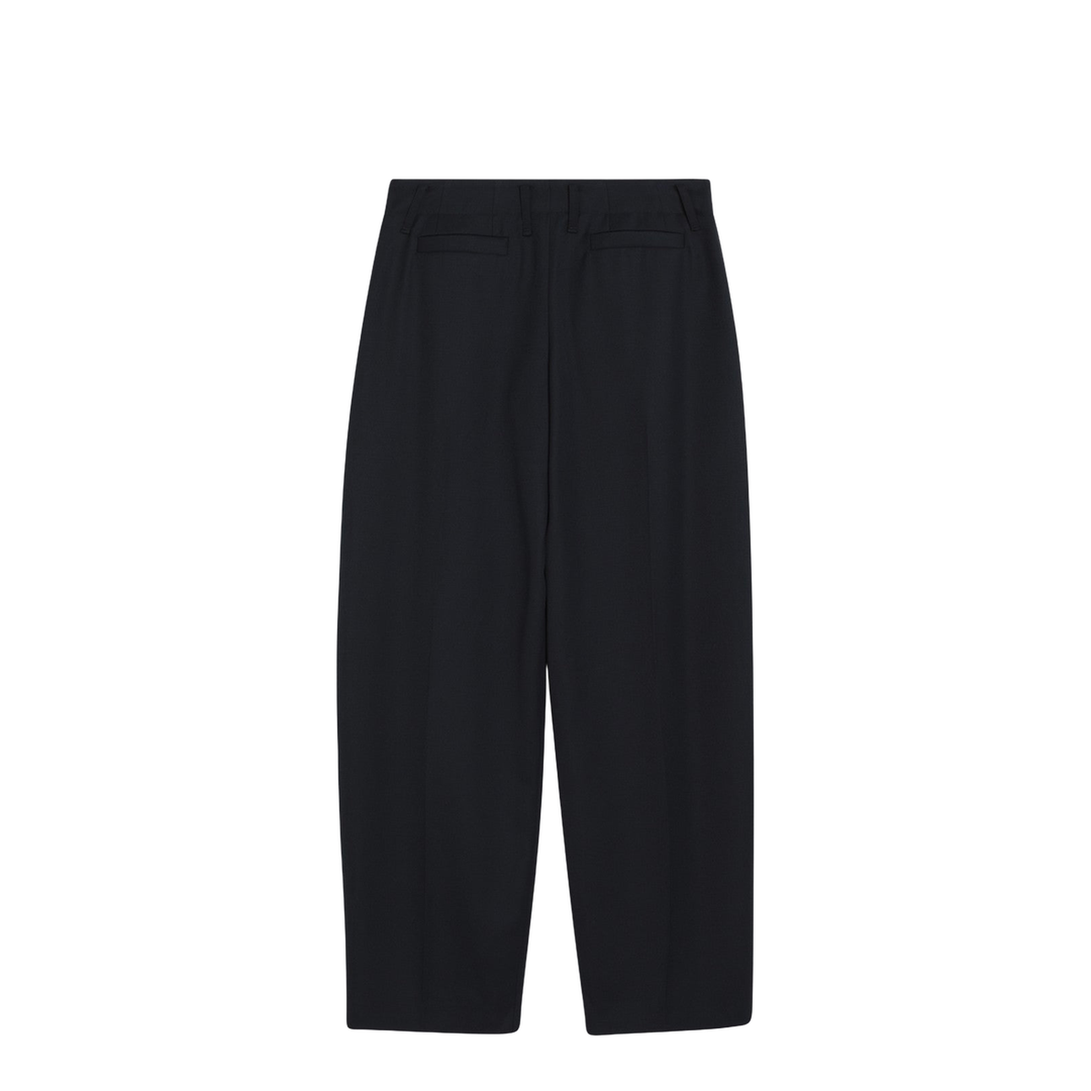 Navy Blue Wool Wide-Leg Pant