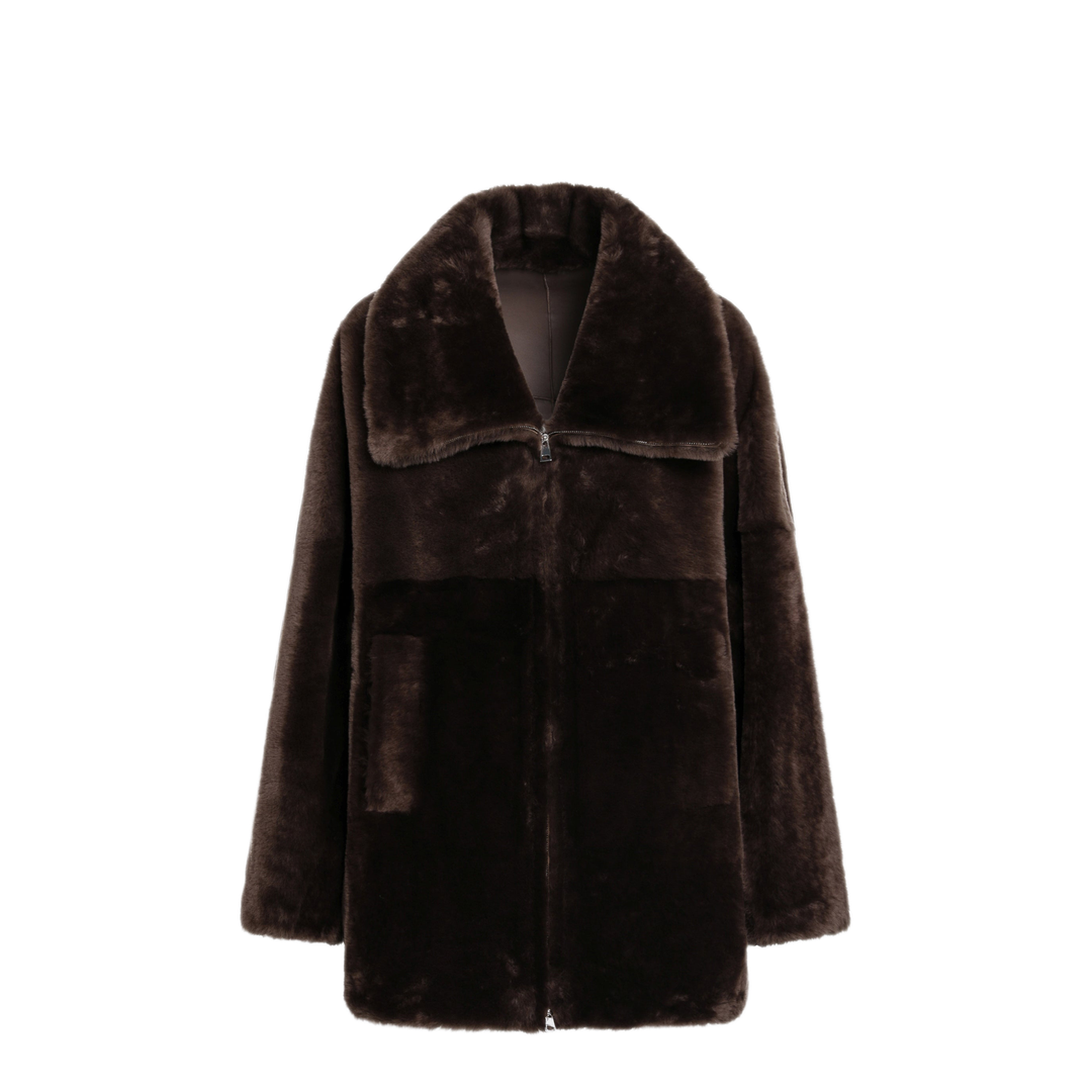 MAYFEYR - Blancha - Oak Brown Zip Up Shearling Jacket - 2610030225QU