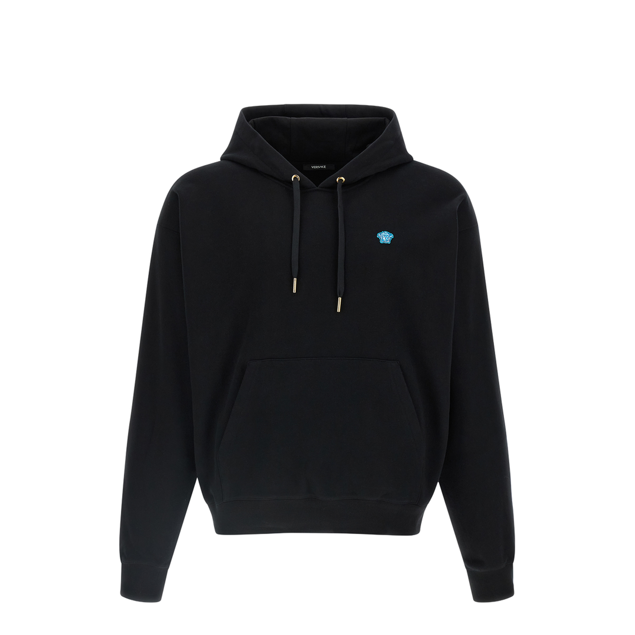 Patch Cotton Hoodie Black