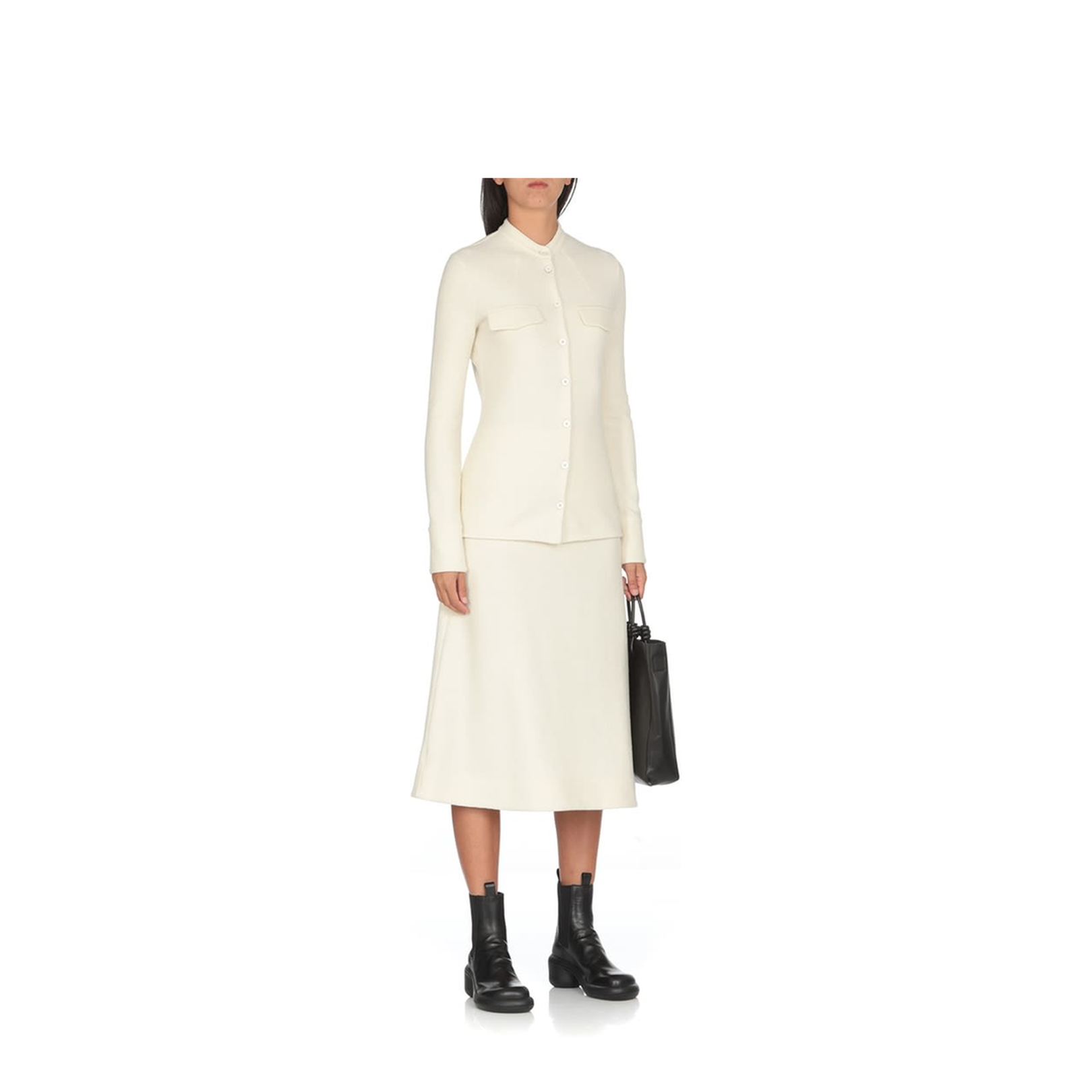 Ivory Stretch Wool Blend Shirt