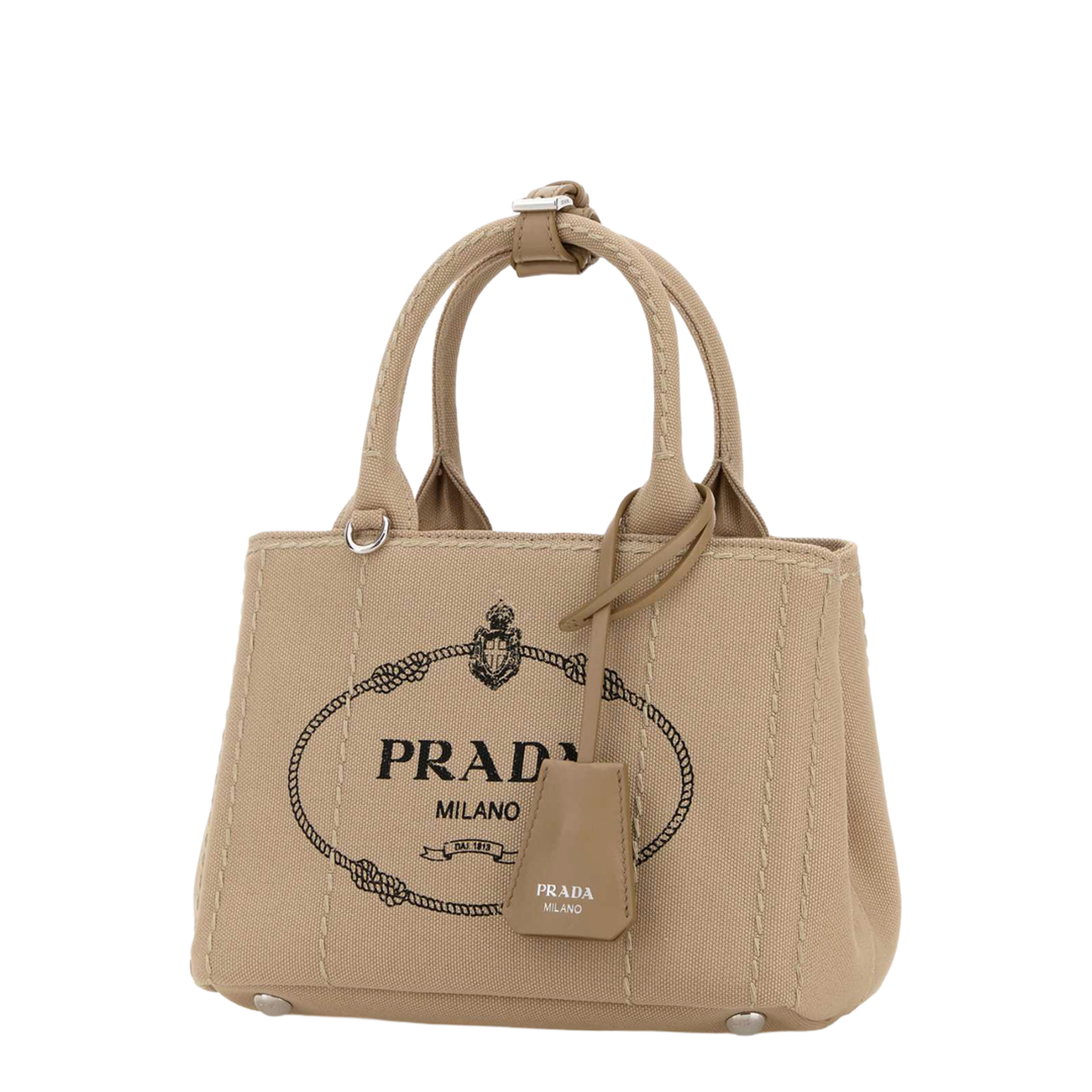 Beige Canvas Mini Jardinière Handbag