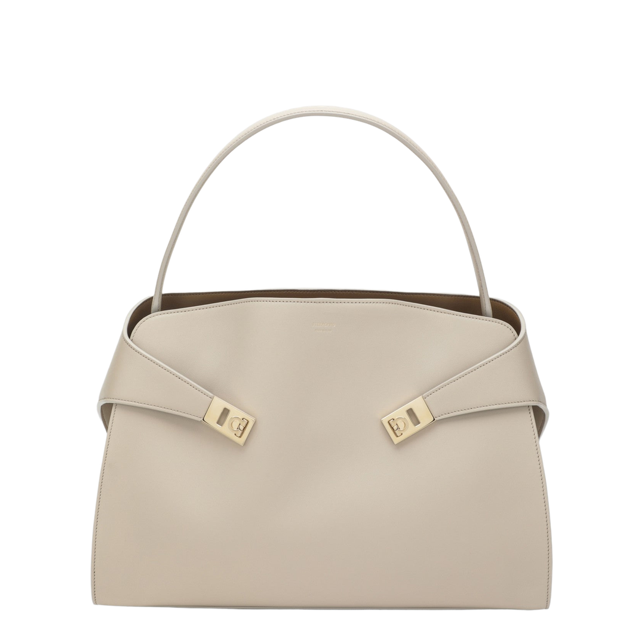 Hug Soft M Calf Leather Shoulder Bag - Stone/Ivory