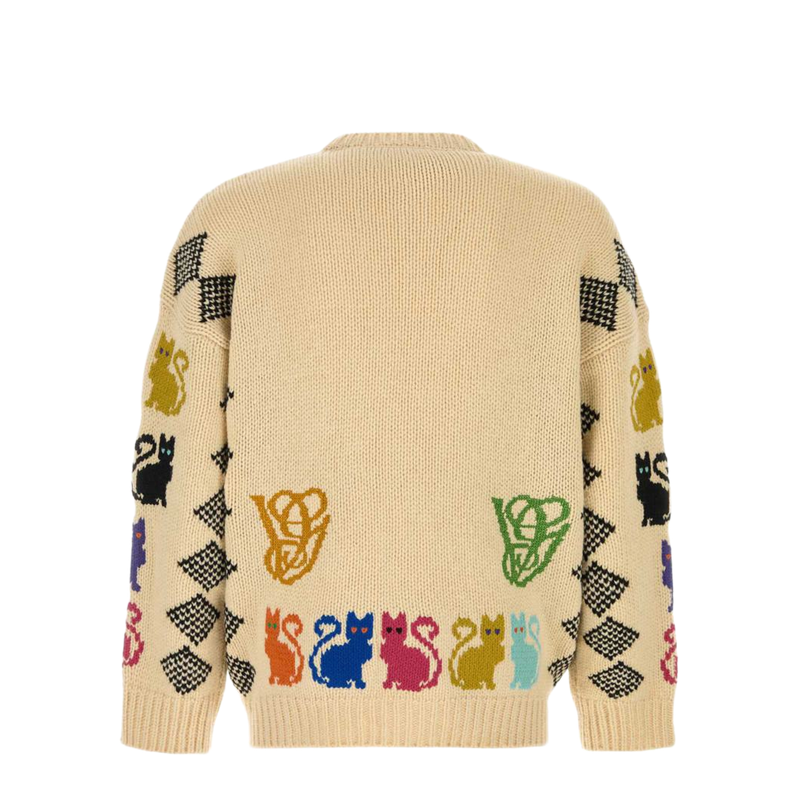 Cat Jacquard Pattern Wool Cardigan