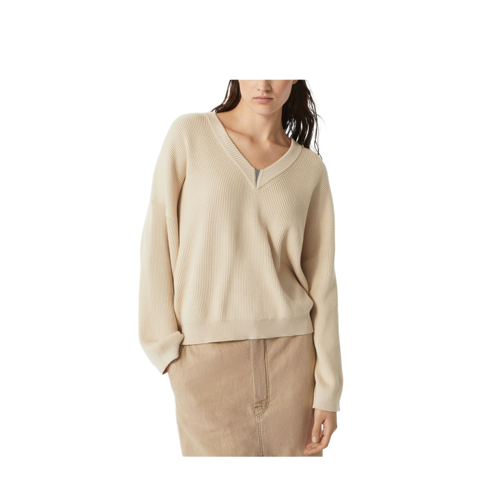 Cotton V-Necked Sweater
