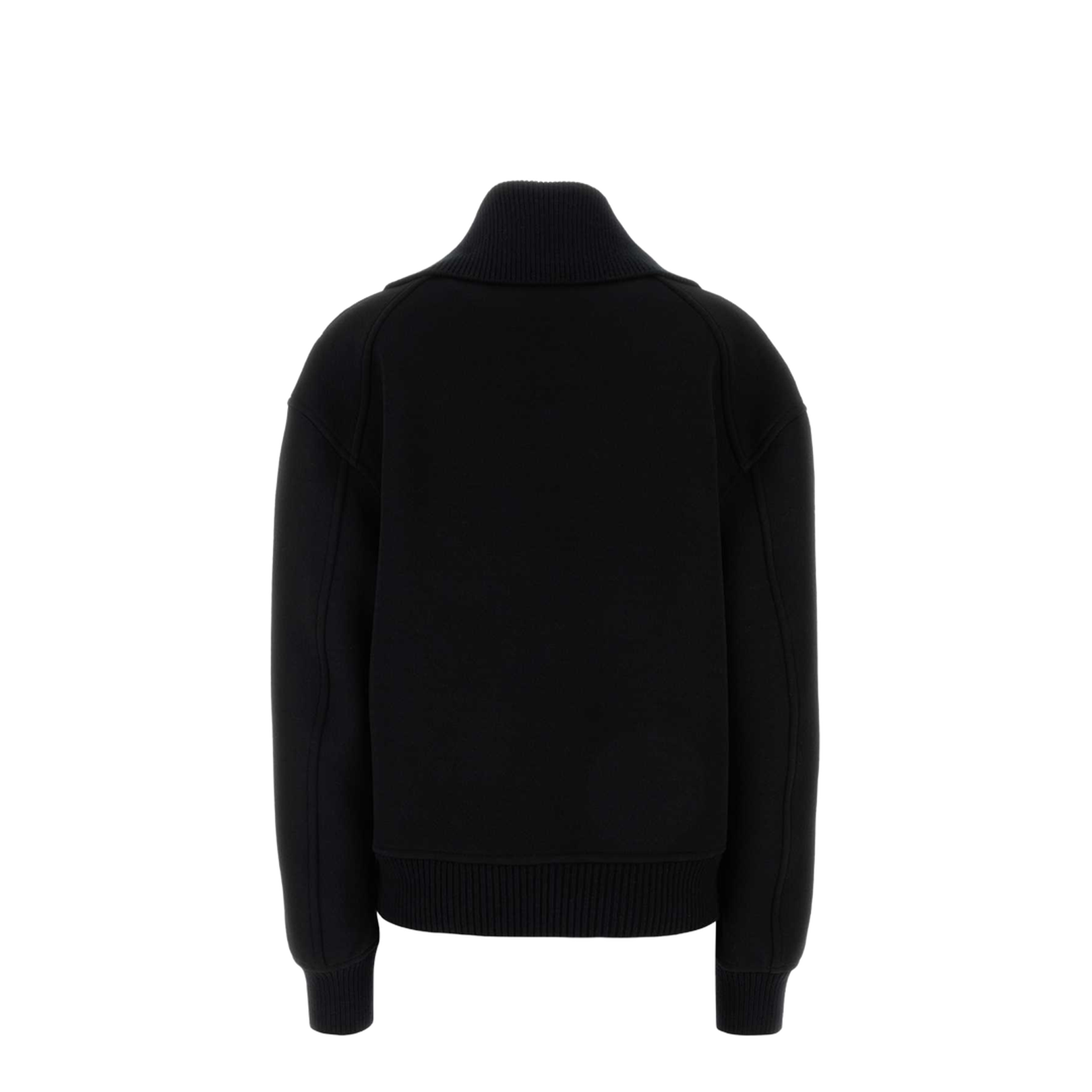 Black Wool Blend Bomber Jacket