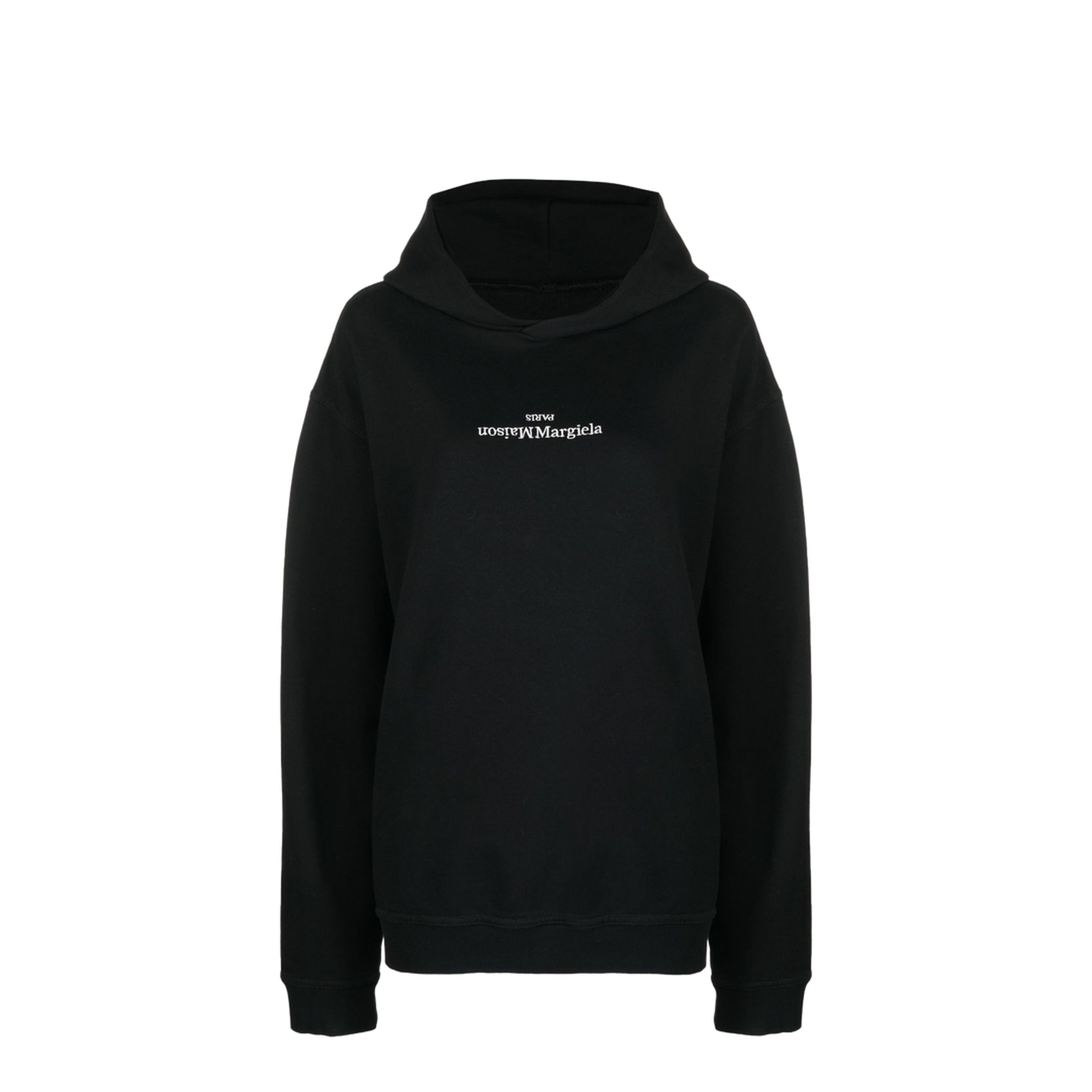 Black Cotton Hooded Sweatshirt