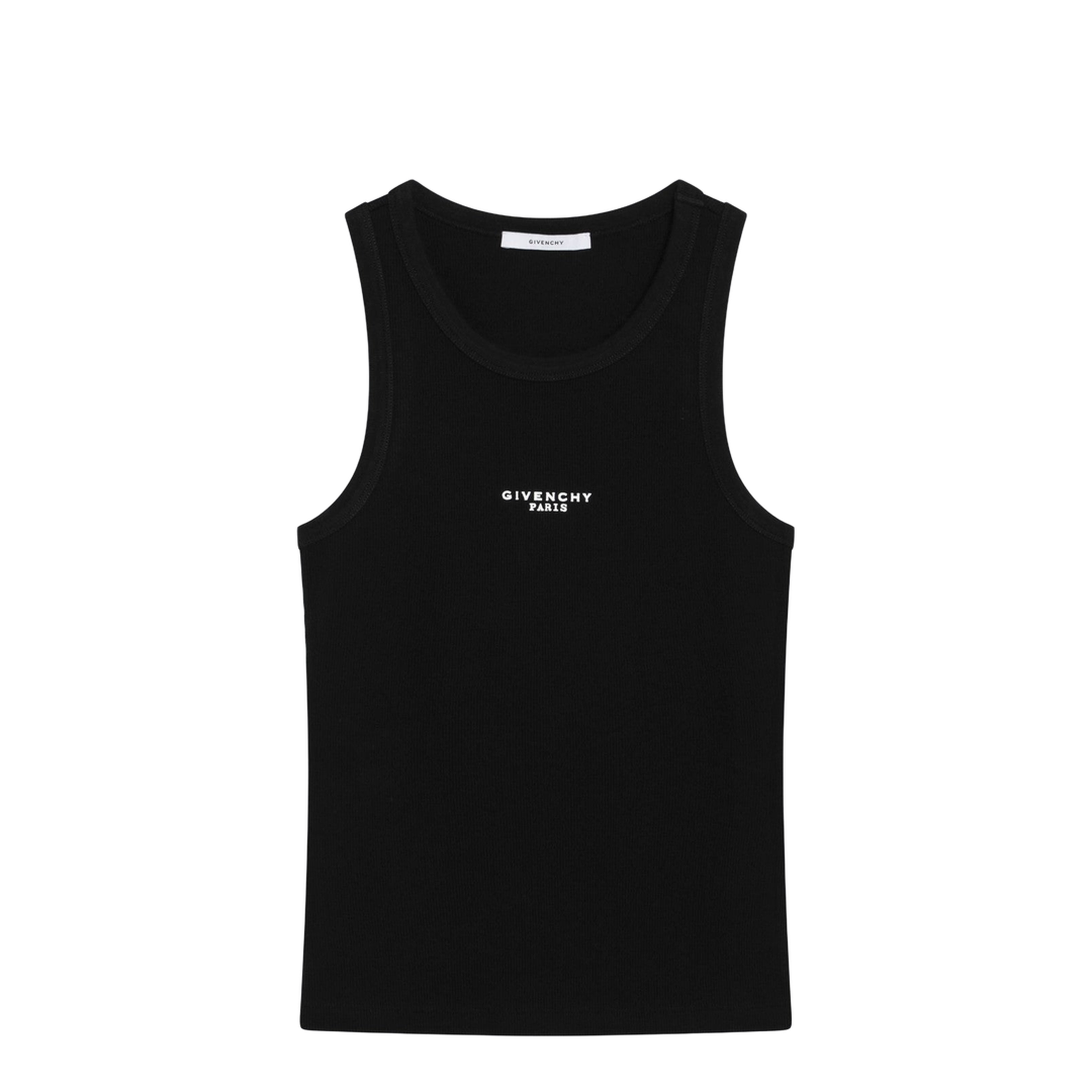 Black Slim-Cut Tank Top with Logo