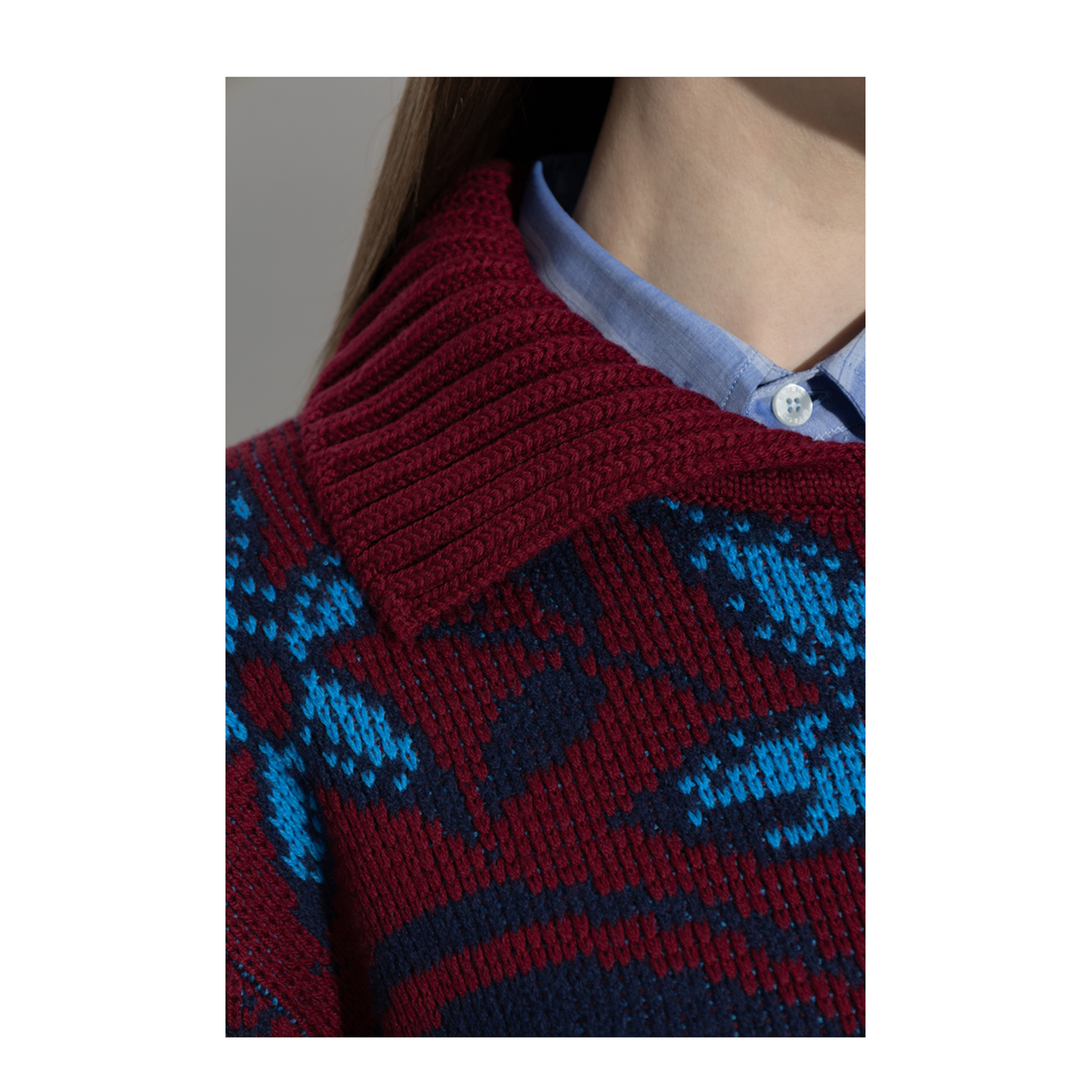 Patterned Sweater with a Collar