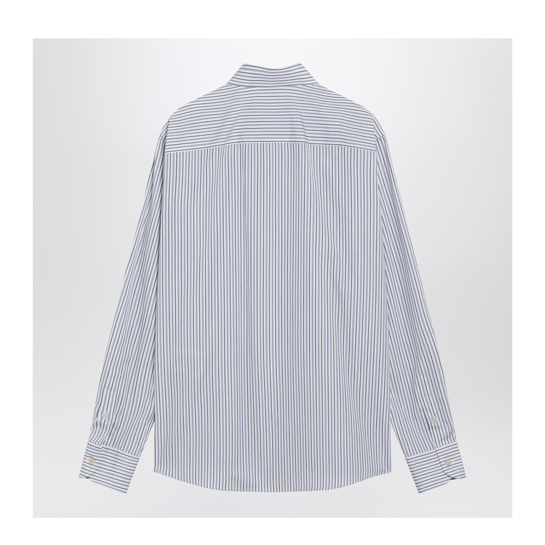 Blue Striped Cotton Long-Sleeve Shirt