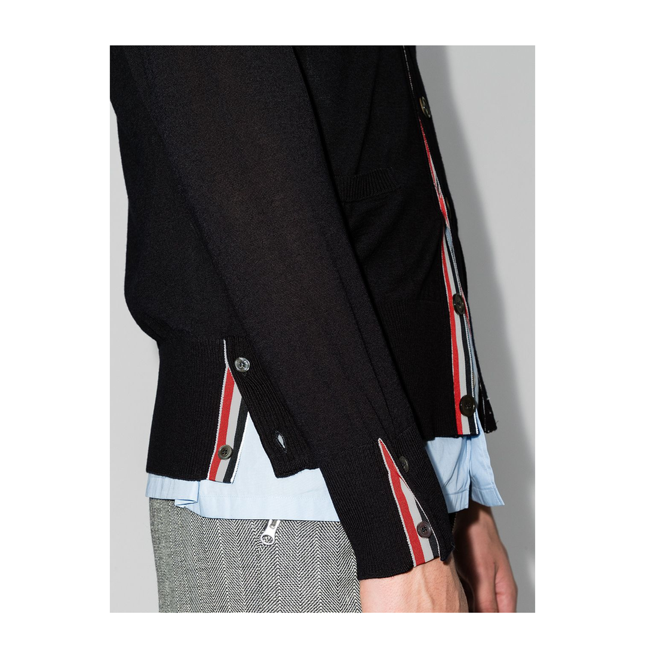 4-Bar Stripe Sustainable V-Neck Cardigan