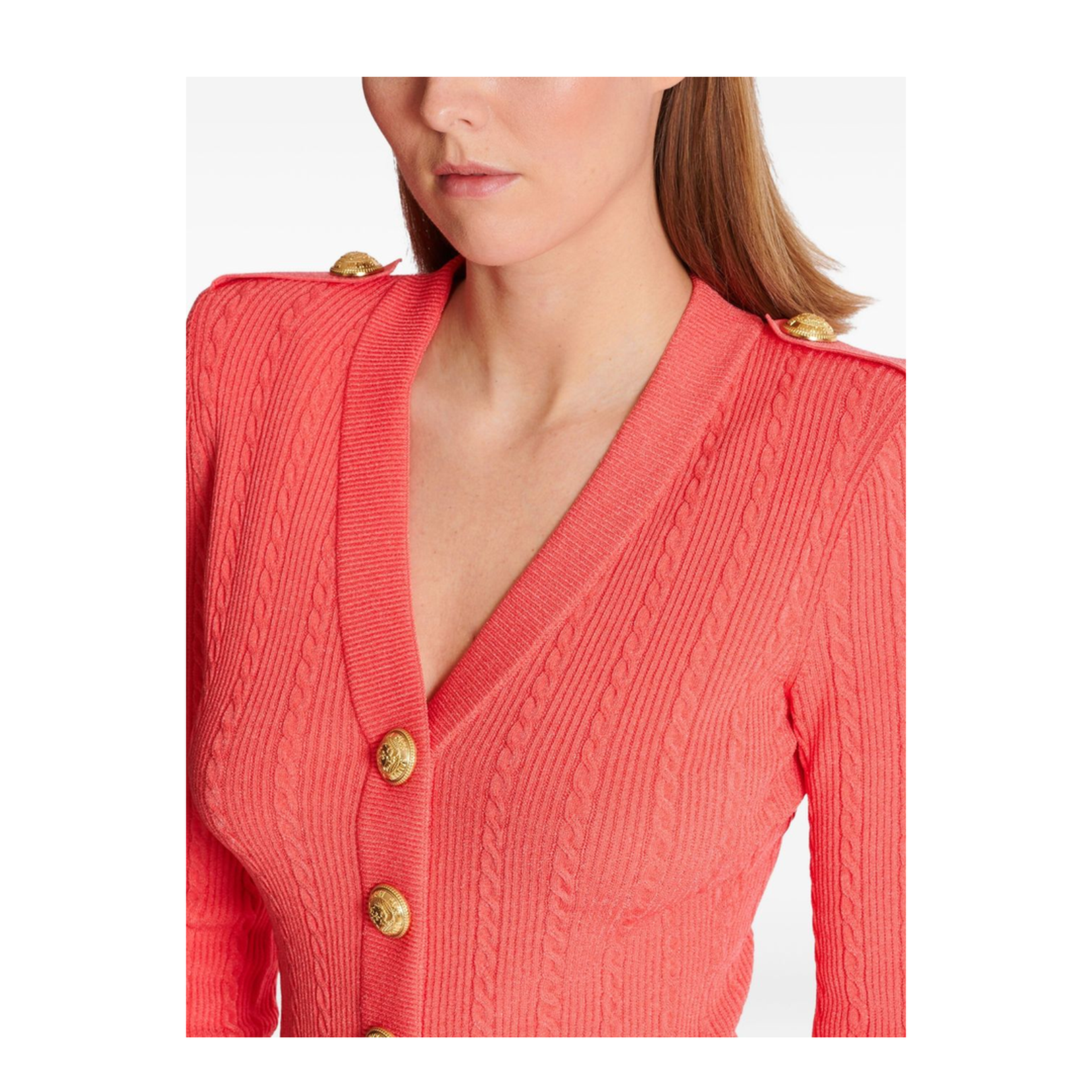 Long-sleeved cable-knit cardigan