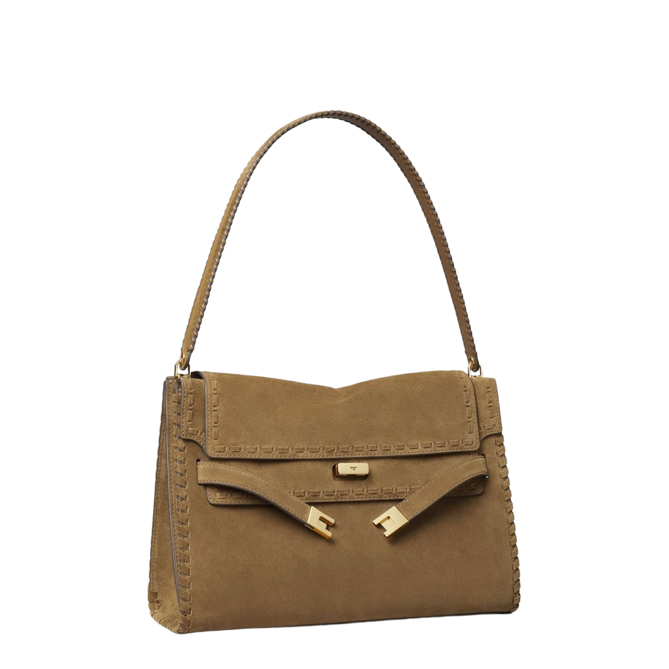 Lee Radziwill Large Suede Shoulder Bag - Wild Tabacco