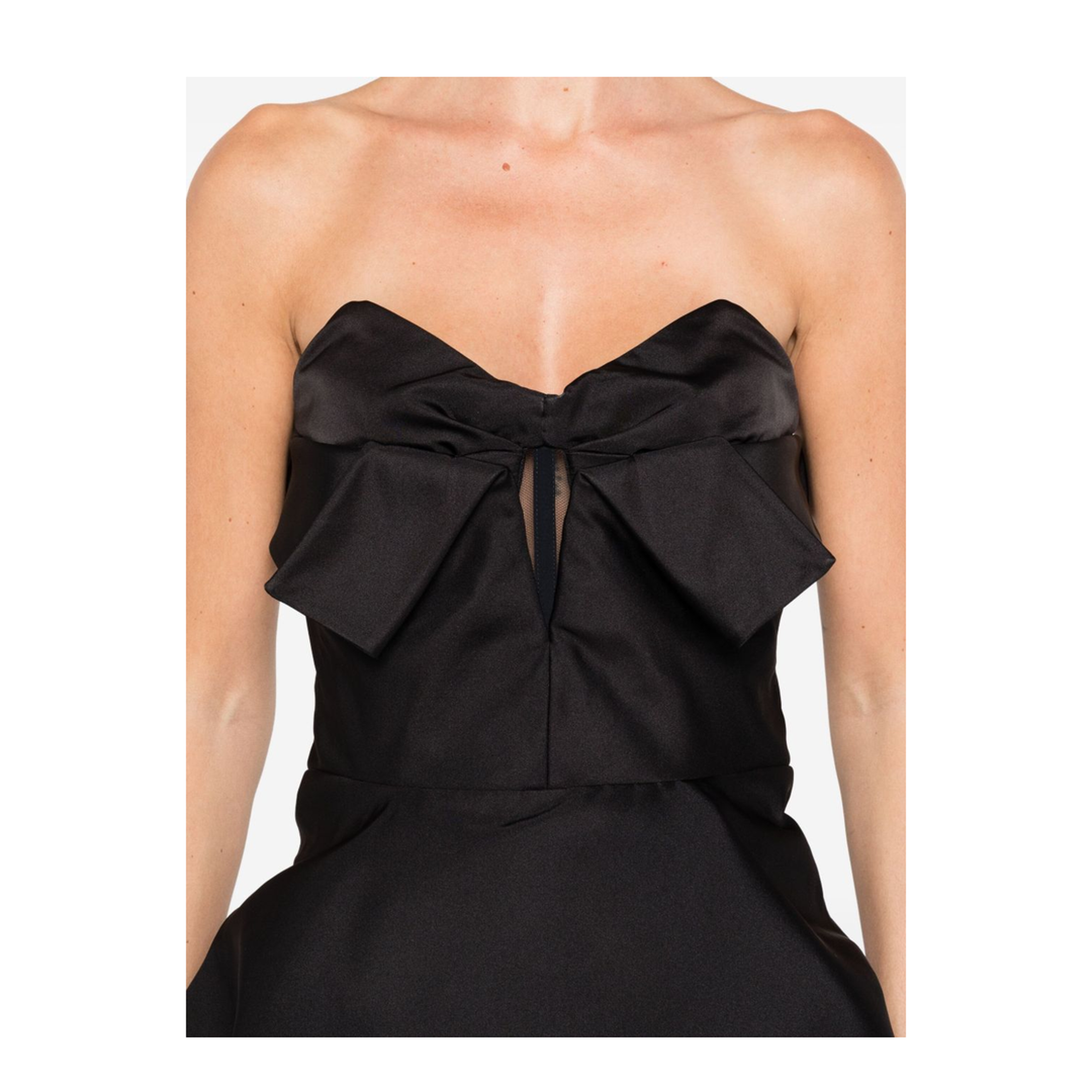 Black Peplum Hem Off-Shoulder Bow Detail Sleeveless Top