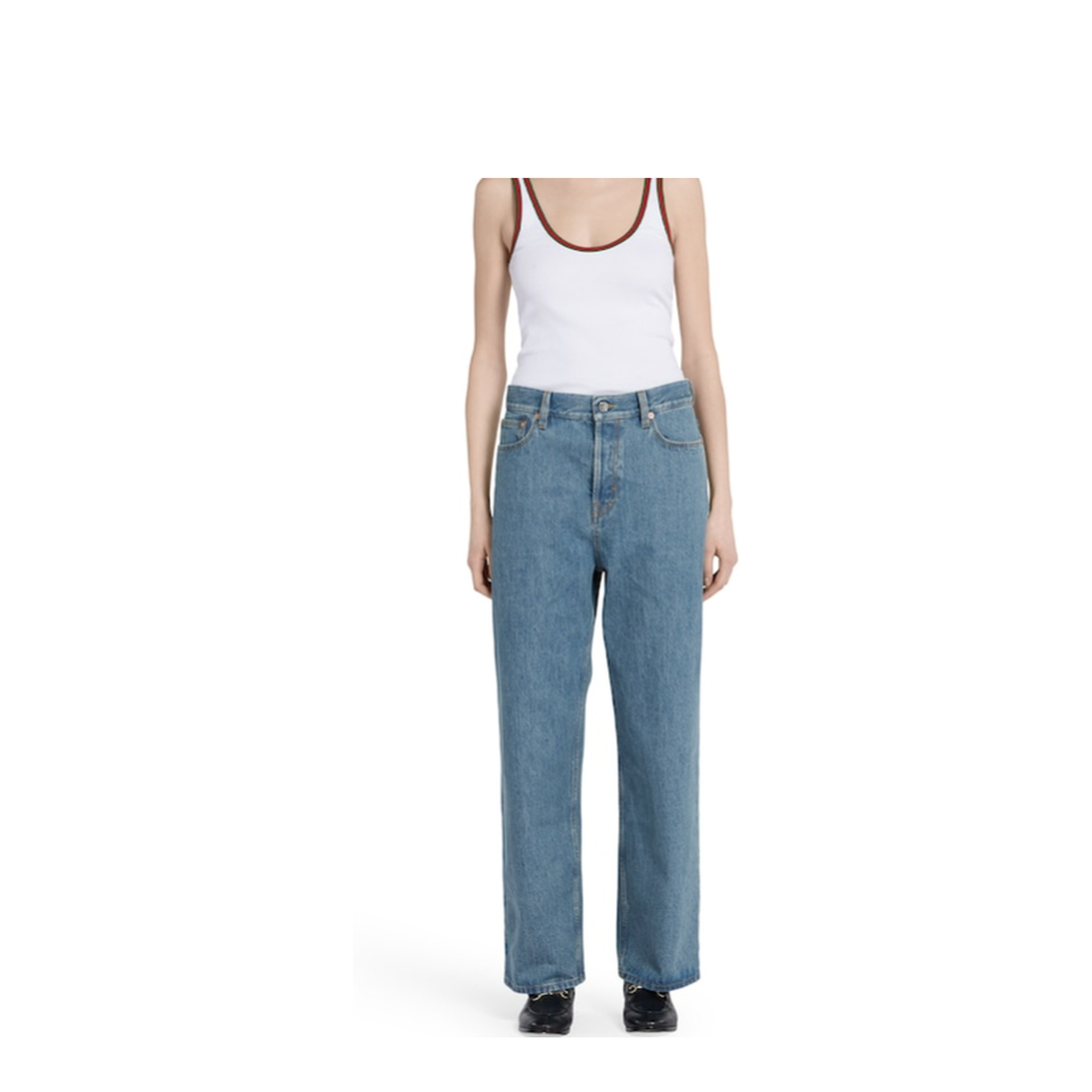 Tight Fit Baggy Denim Pants Light Blue