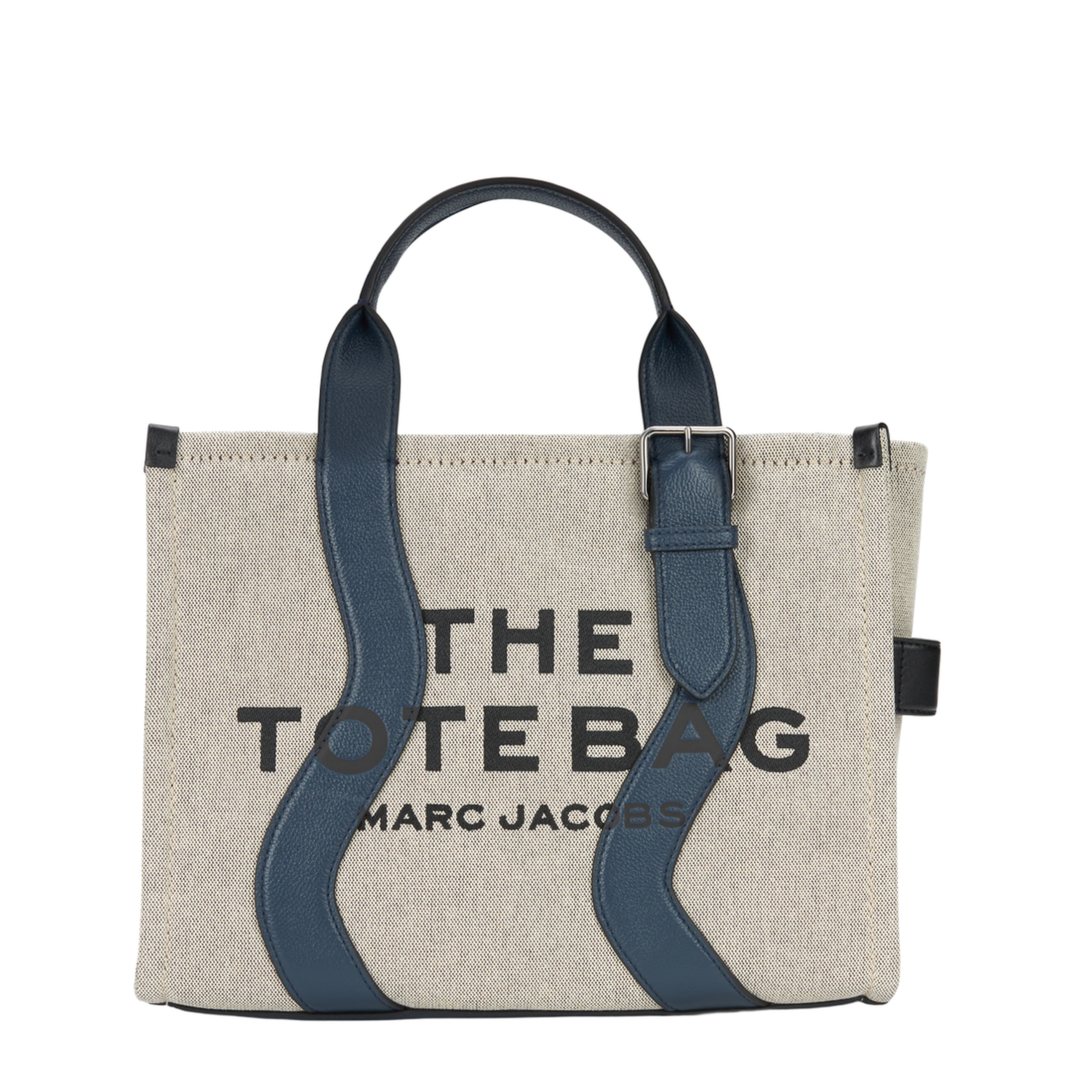 The Wavy Canvas Medium Tote Bag - Ivory/Navy