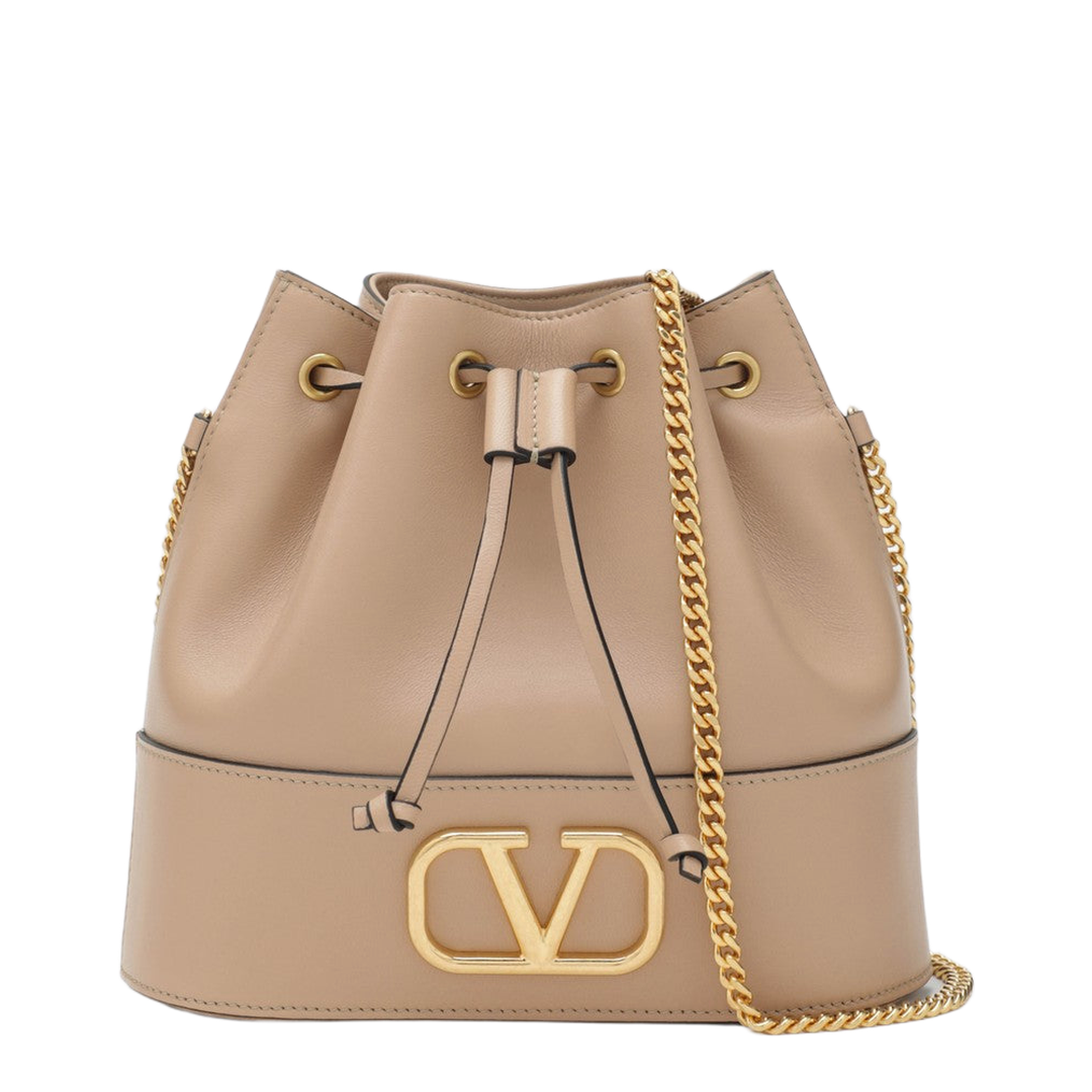 VLogo Signature Mini Nappa Lambskin Bucket Bag - Rose Sand