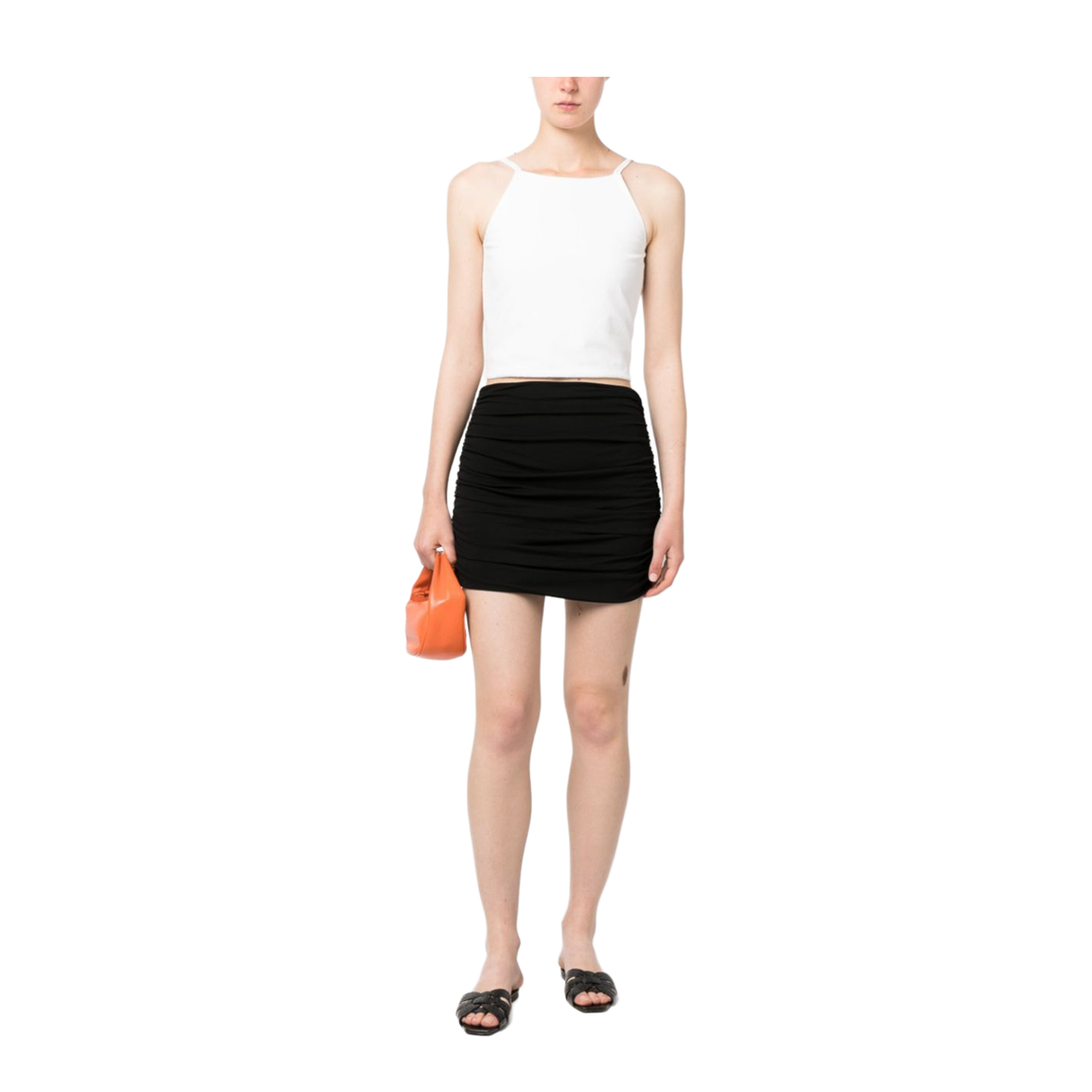 Ruched High-Waisted Mini Skirt