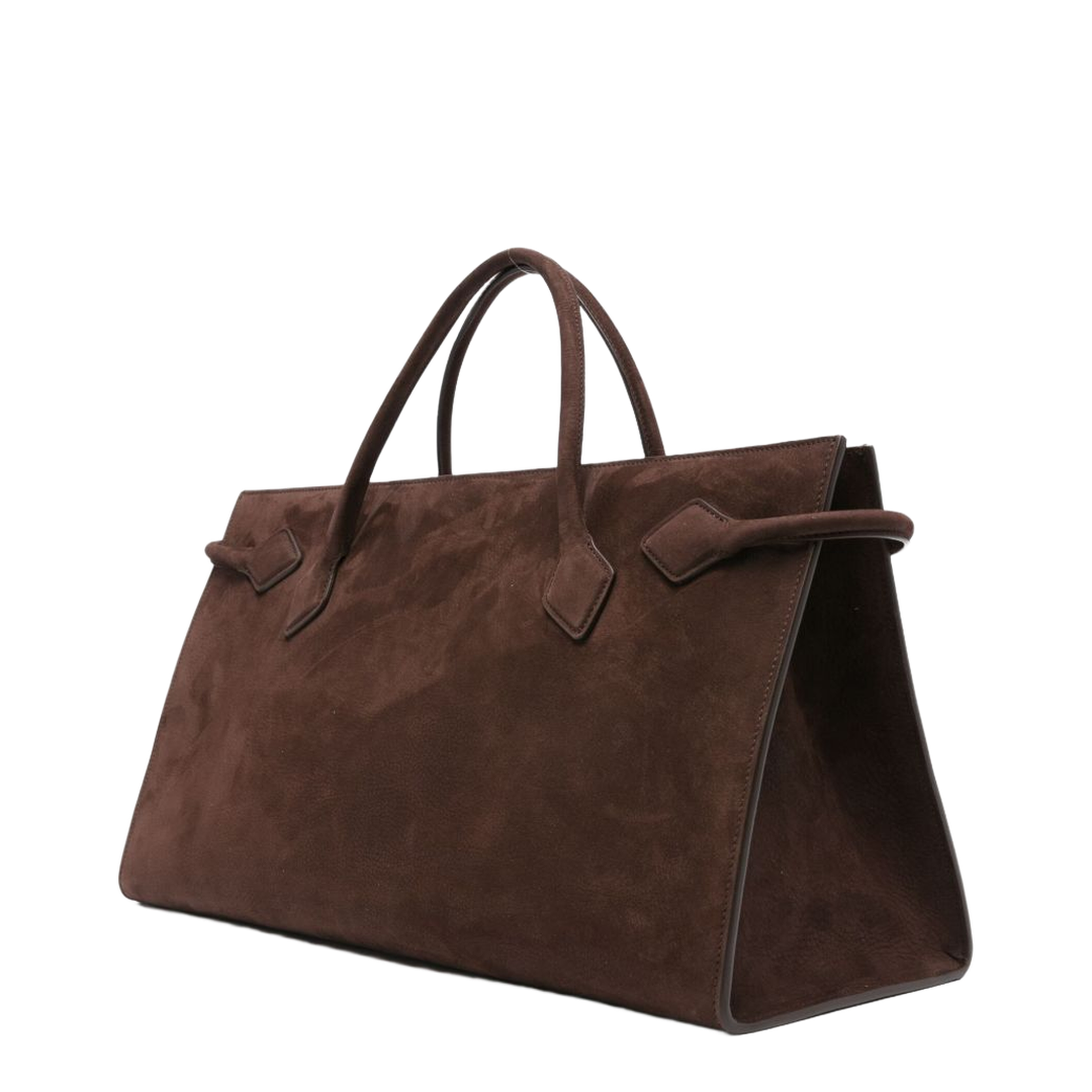 Le Teckel Nubuk Calfskin Tote - Brun Foncé