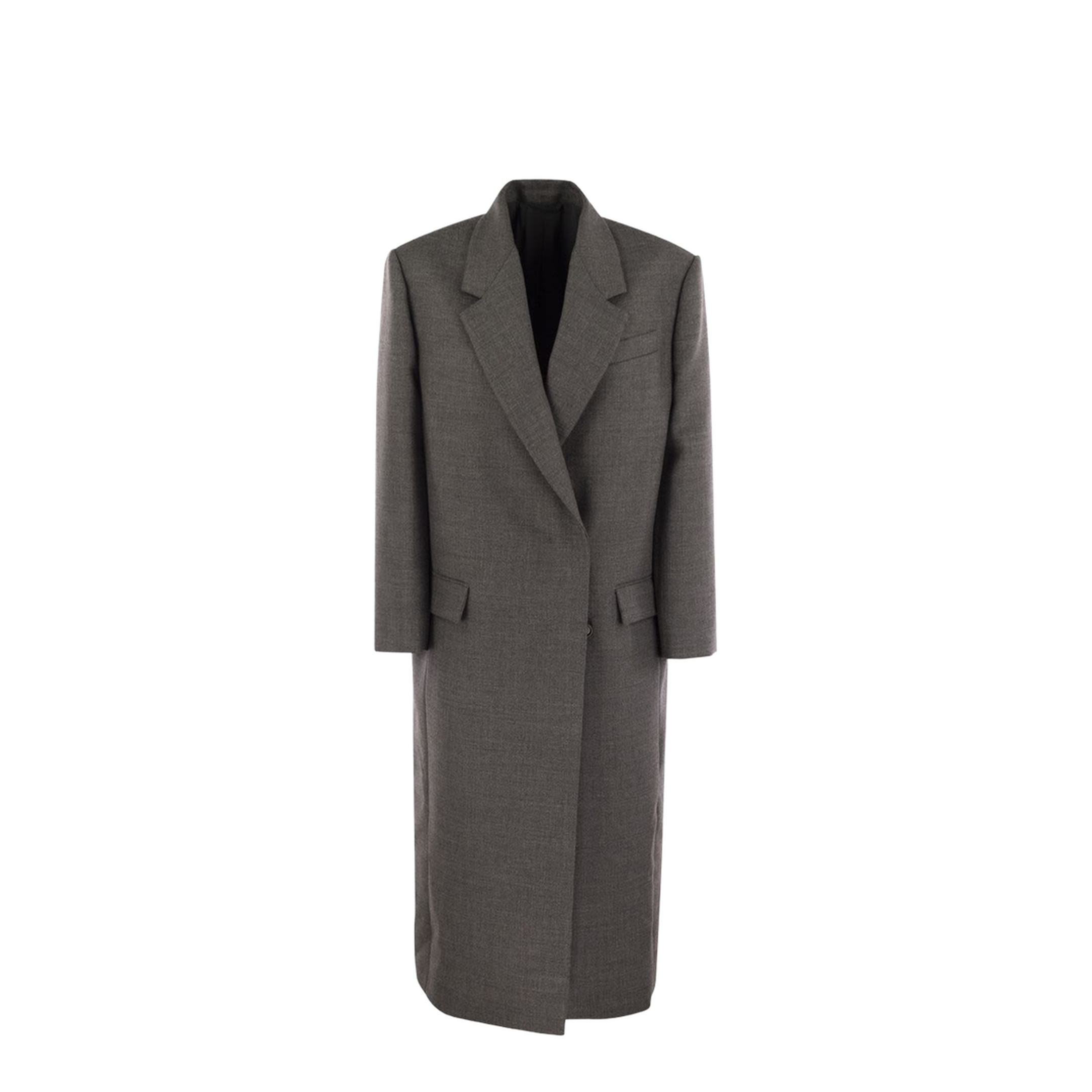Double Breasted Wool Coat Dark Grey