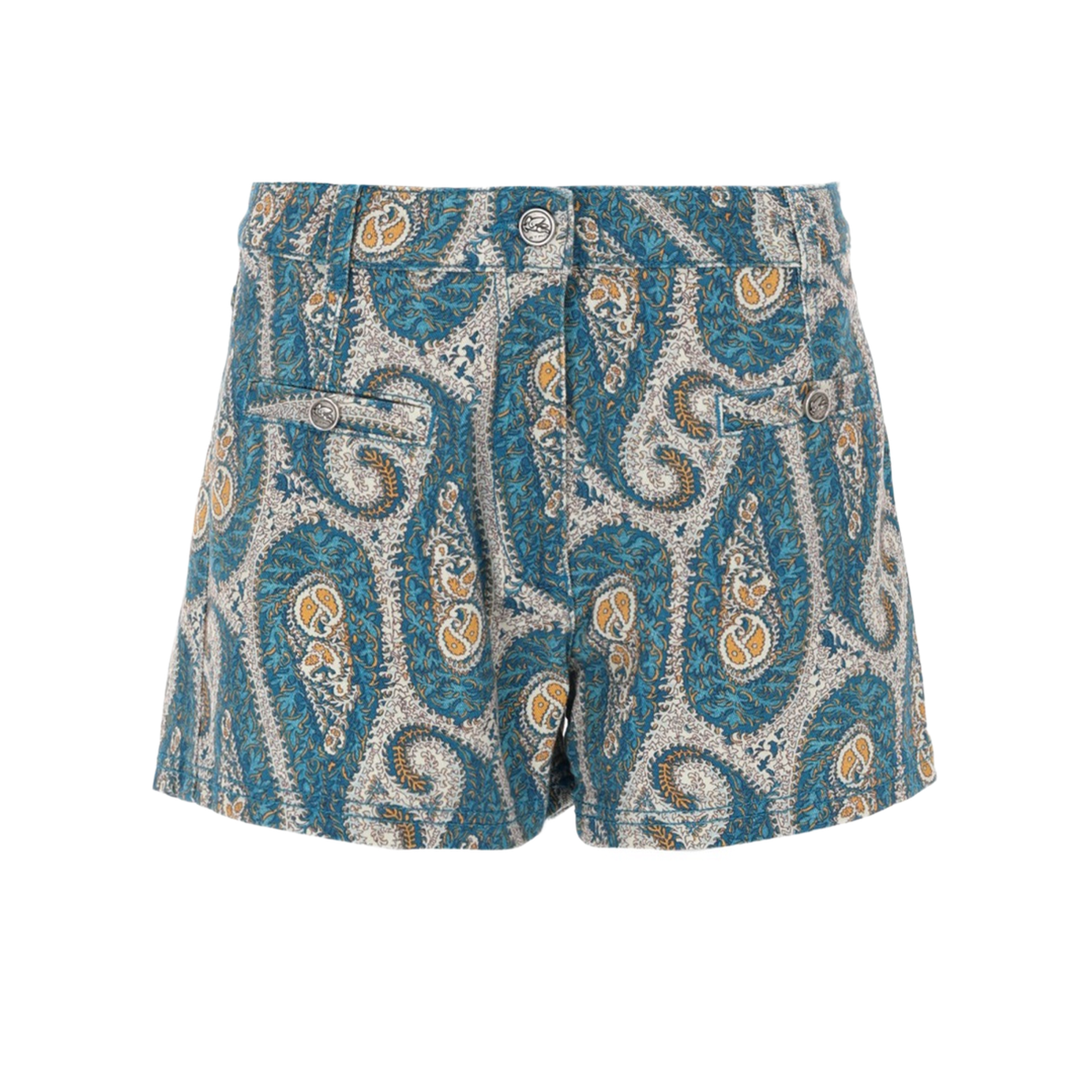 Printed Denim Shorts