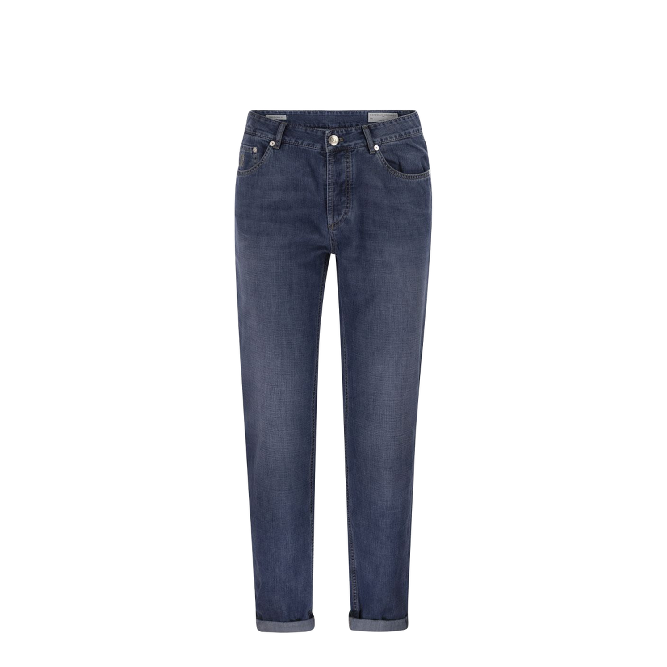 Traditional Fit Five-Pocket Trousers in Denim