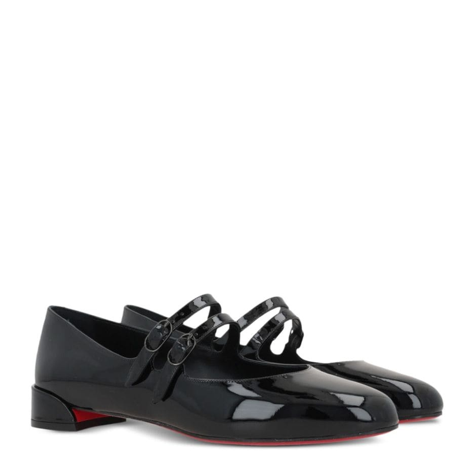 Black Calf Leather Patent Finish Almond Toe Buckle Fastening