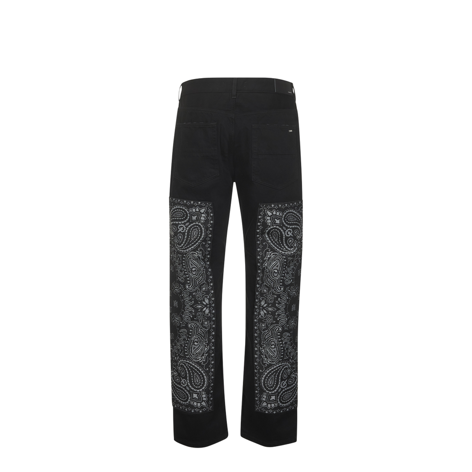 Black Denim Bandana Jacquard Straight Jeans