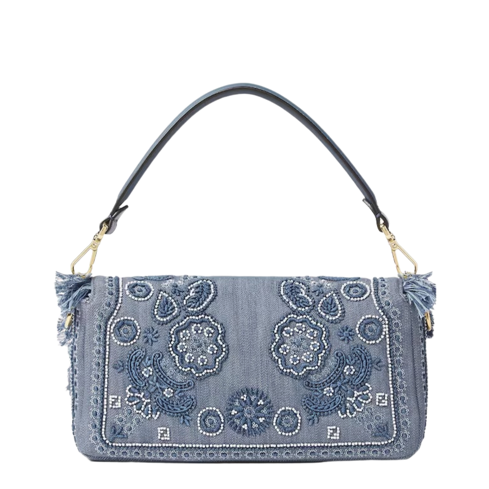 Baguette Denim Top Handle Bags - Blue