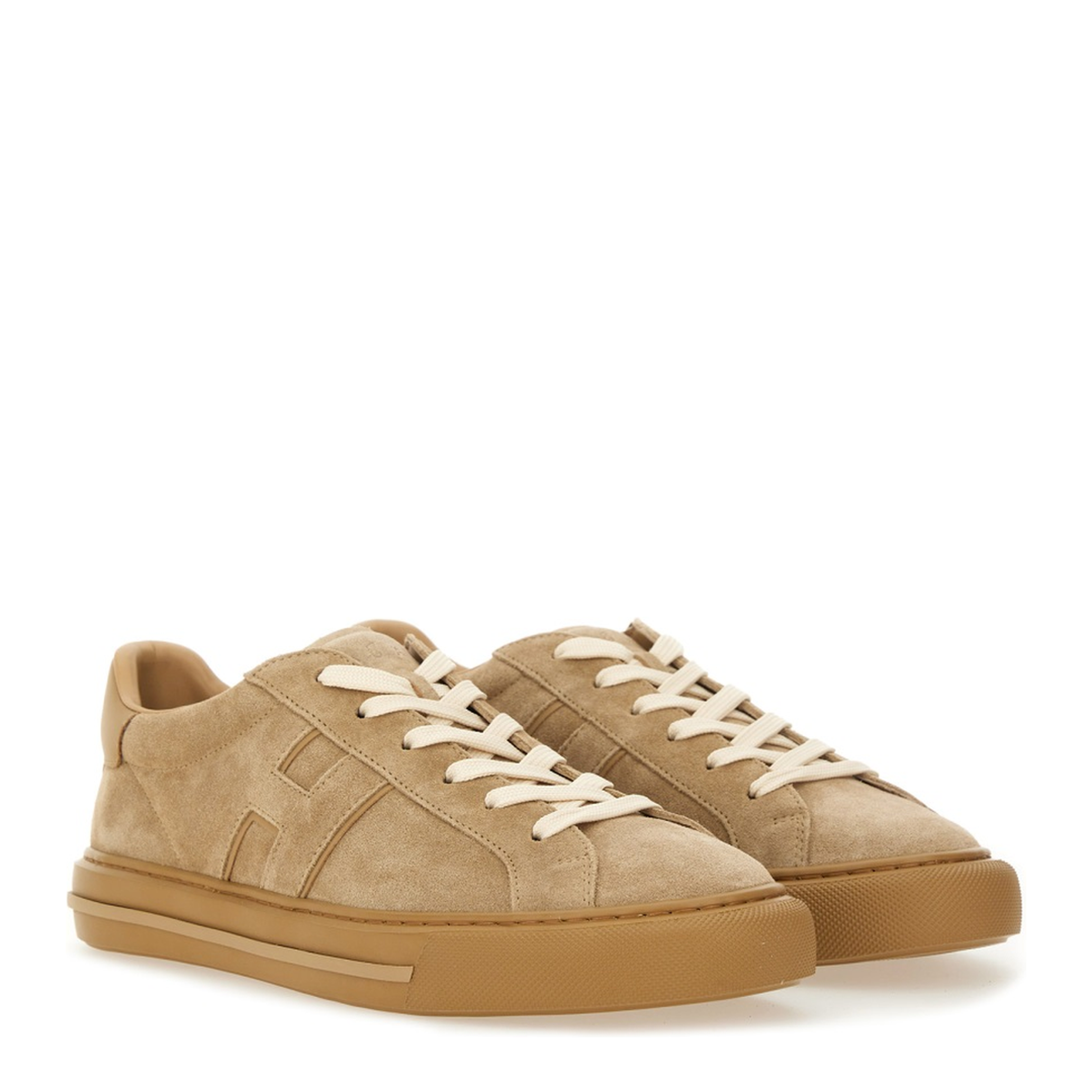 Beige Front Lace-Up Fastening Sneakers