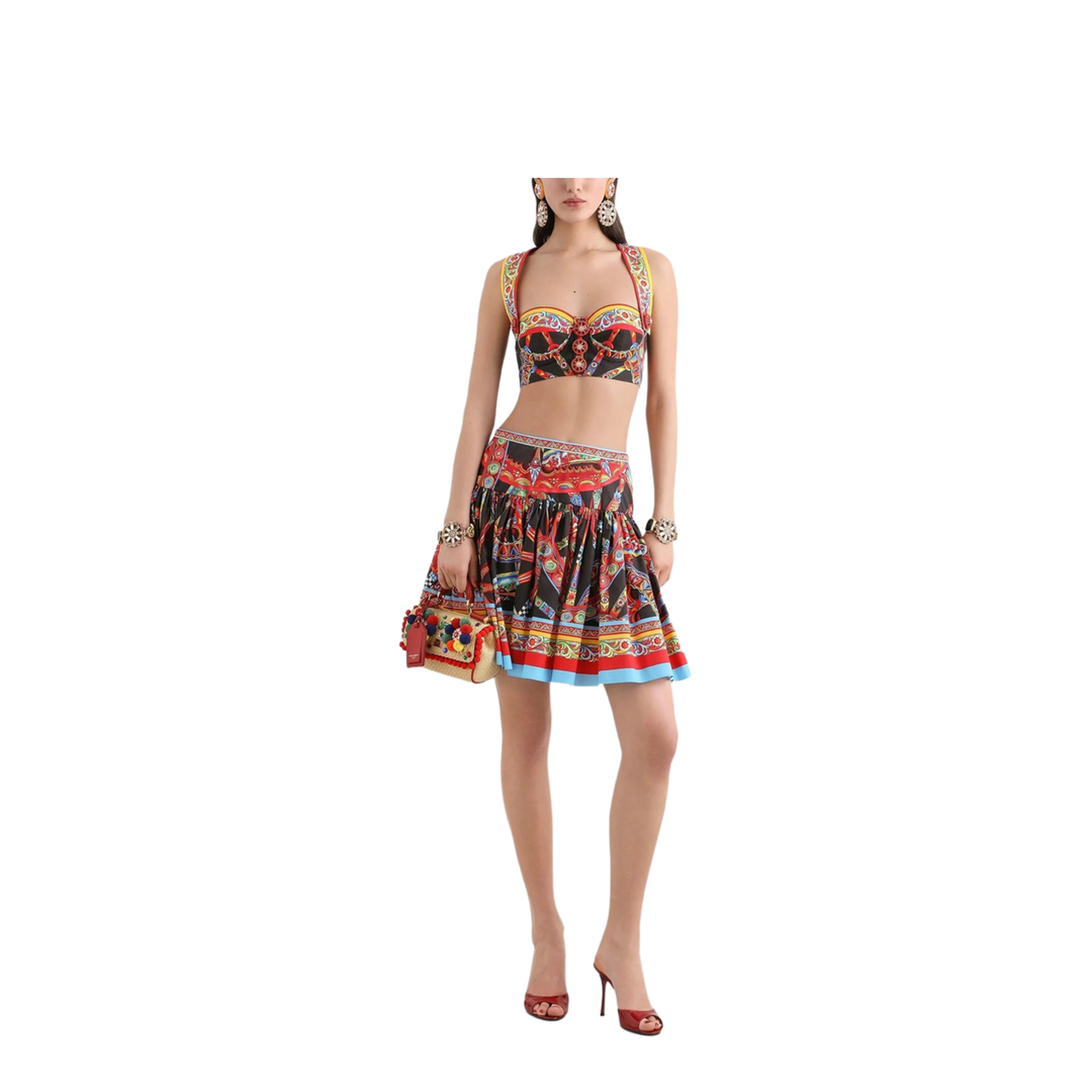 MAYFEYR - Dolce & Gabbana - Mini Skirt In Poplin Carretto Print - F4CFATGDDTF