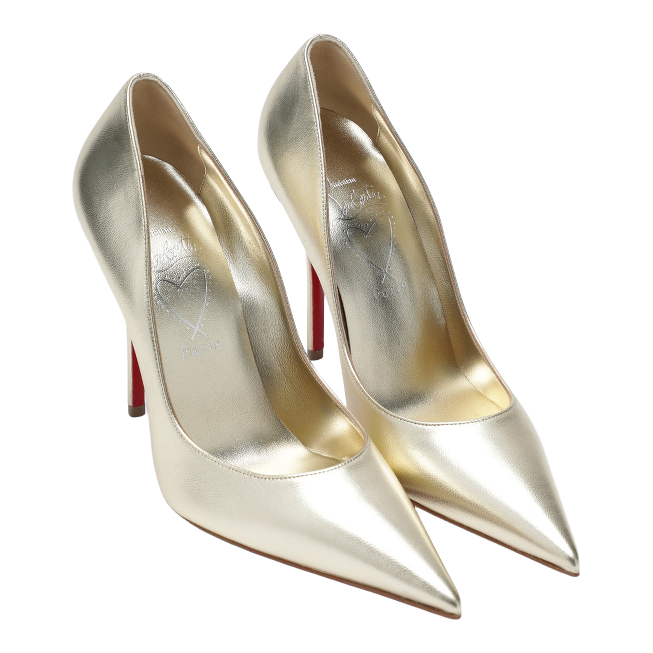 Pumps in Silver Laminated Nappa Leather