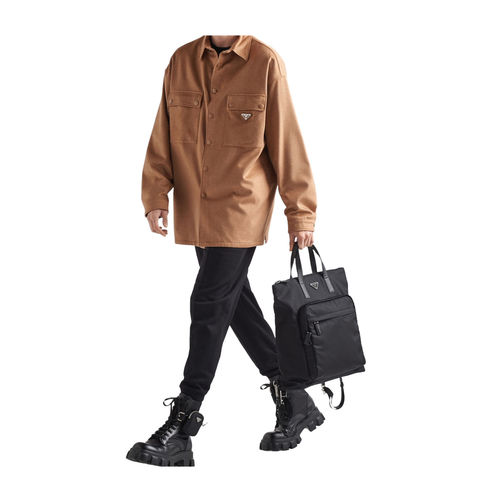 Re-Nylon and Saffiano Leather Tote Bag