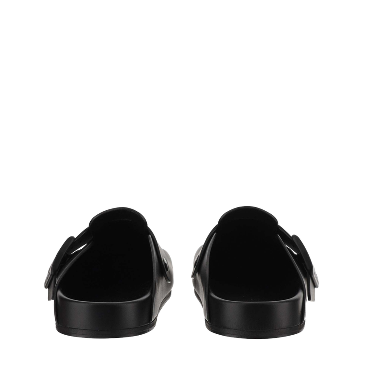 Balenciaga Black Sunday Clogs with Logo Strap