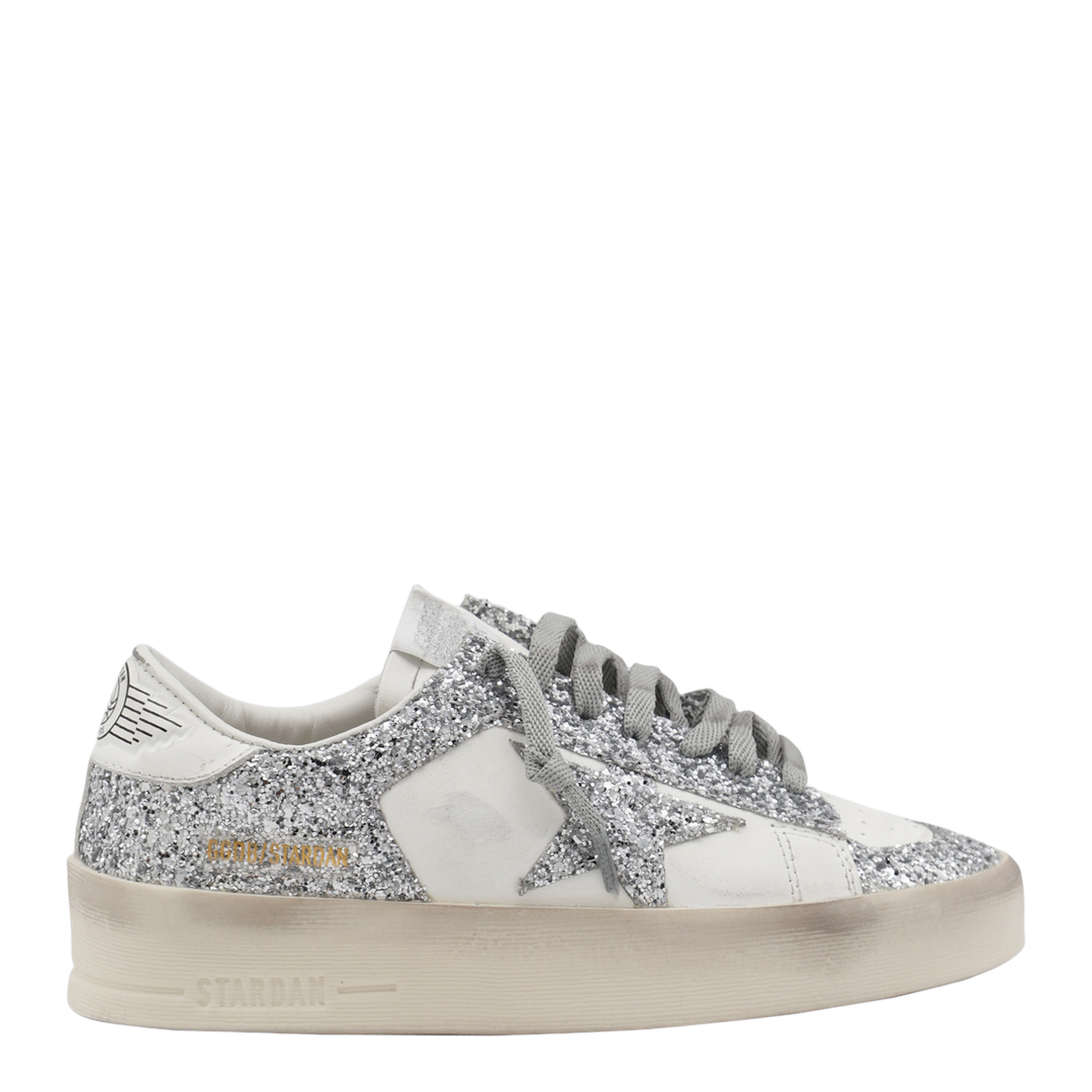 Stardan Sneakers in White and Silver Glitter