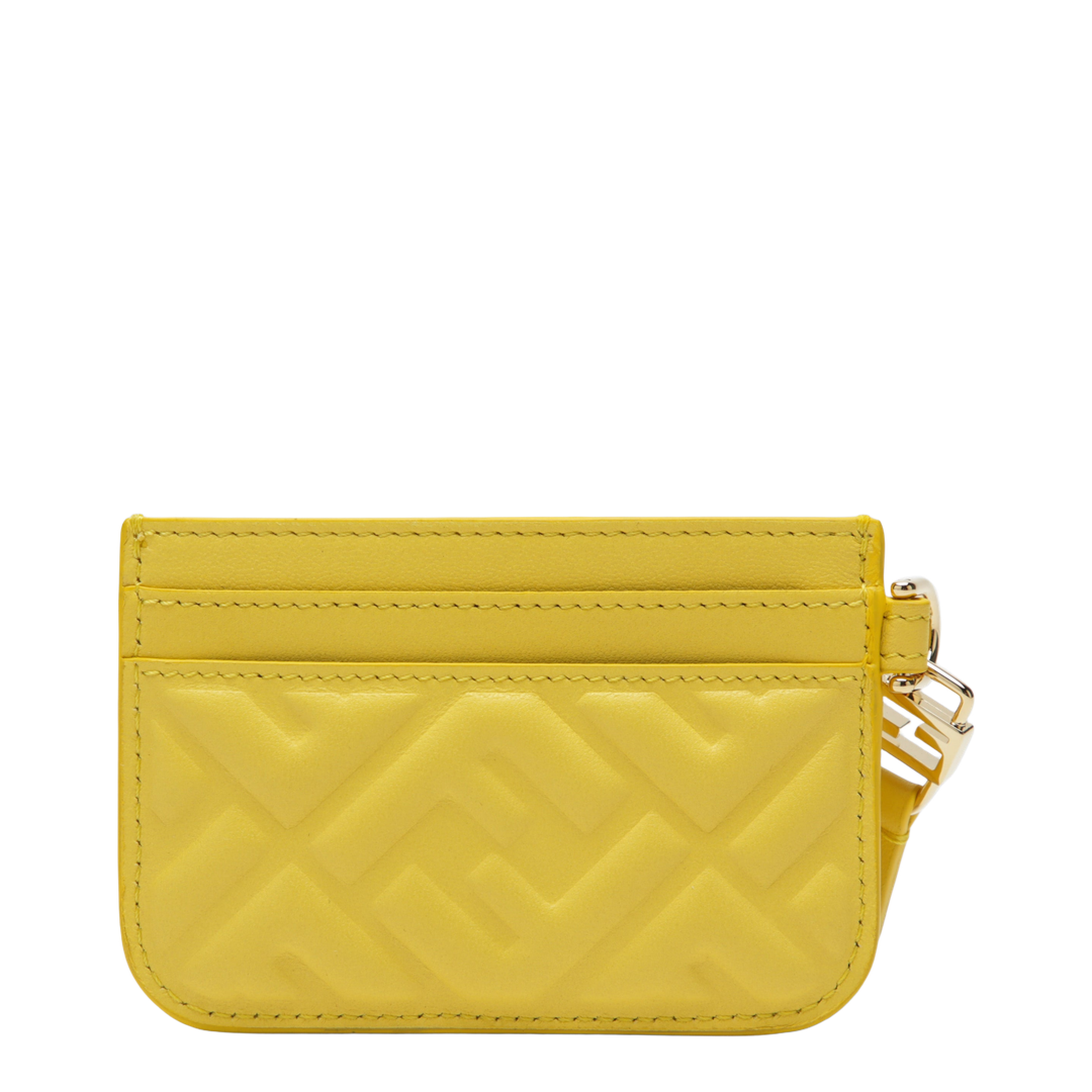 Yellow Nappa Leather Baguette Card Case with FF Motif
