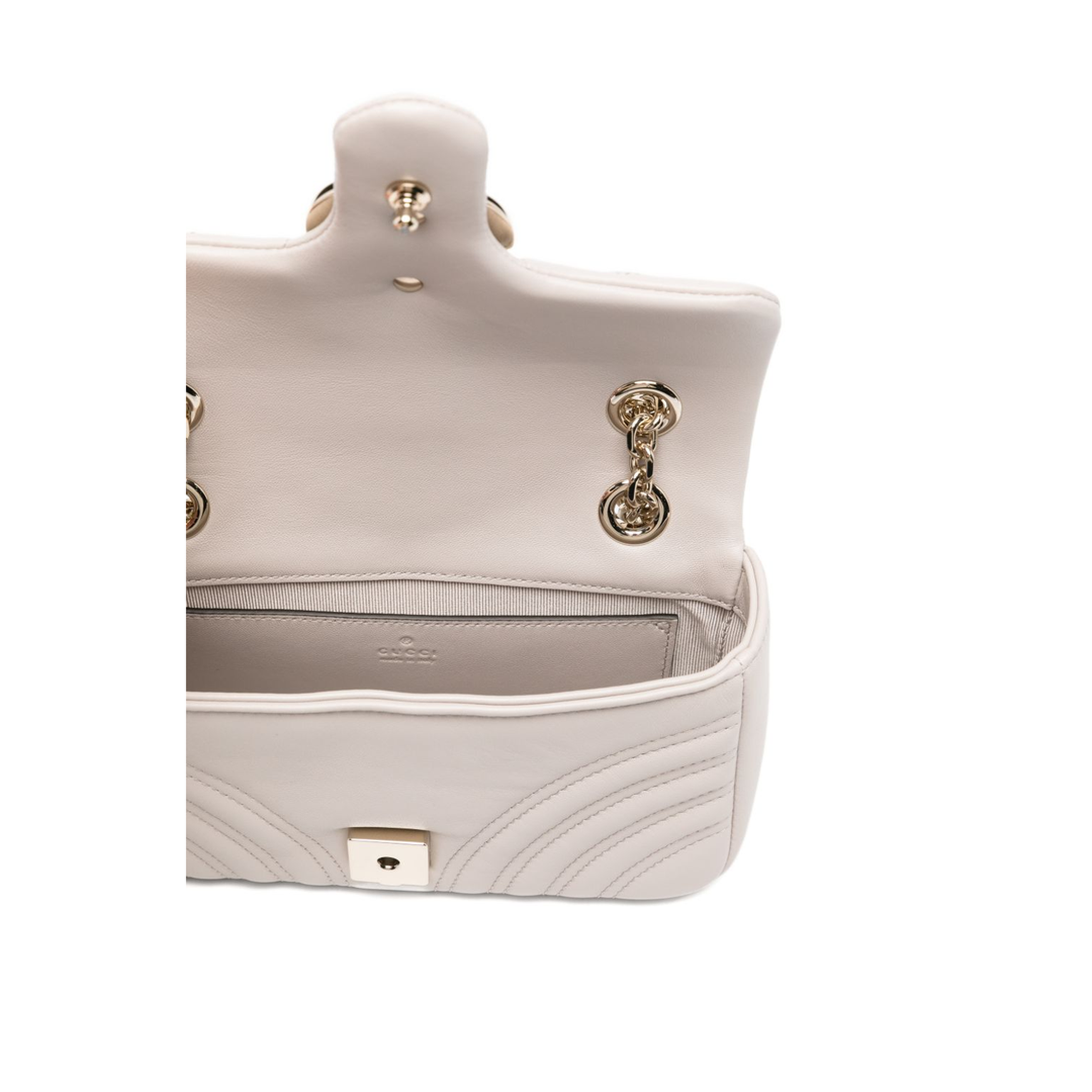 GG Marmont Small Matelassé Chevron Nappa Leather Shoulder Bag - Light Grey