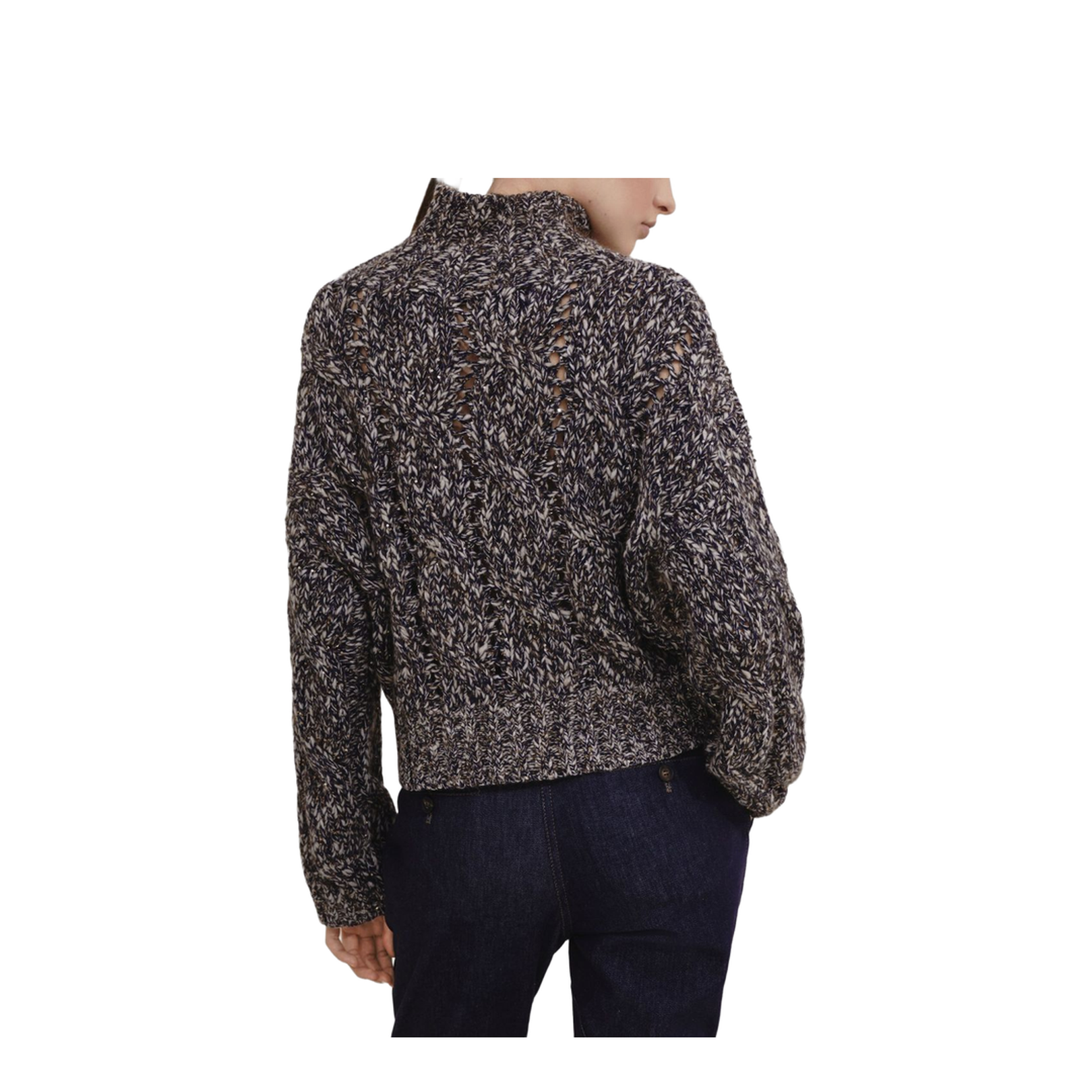 Dazzling Chinée Cardigan with Zipper in Blue