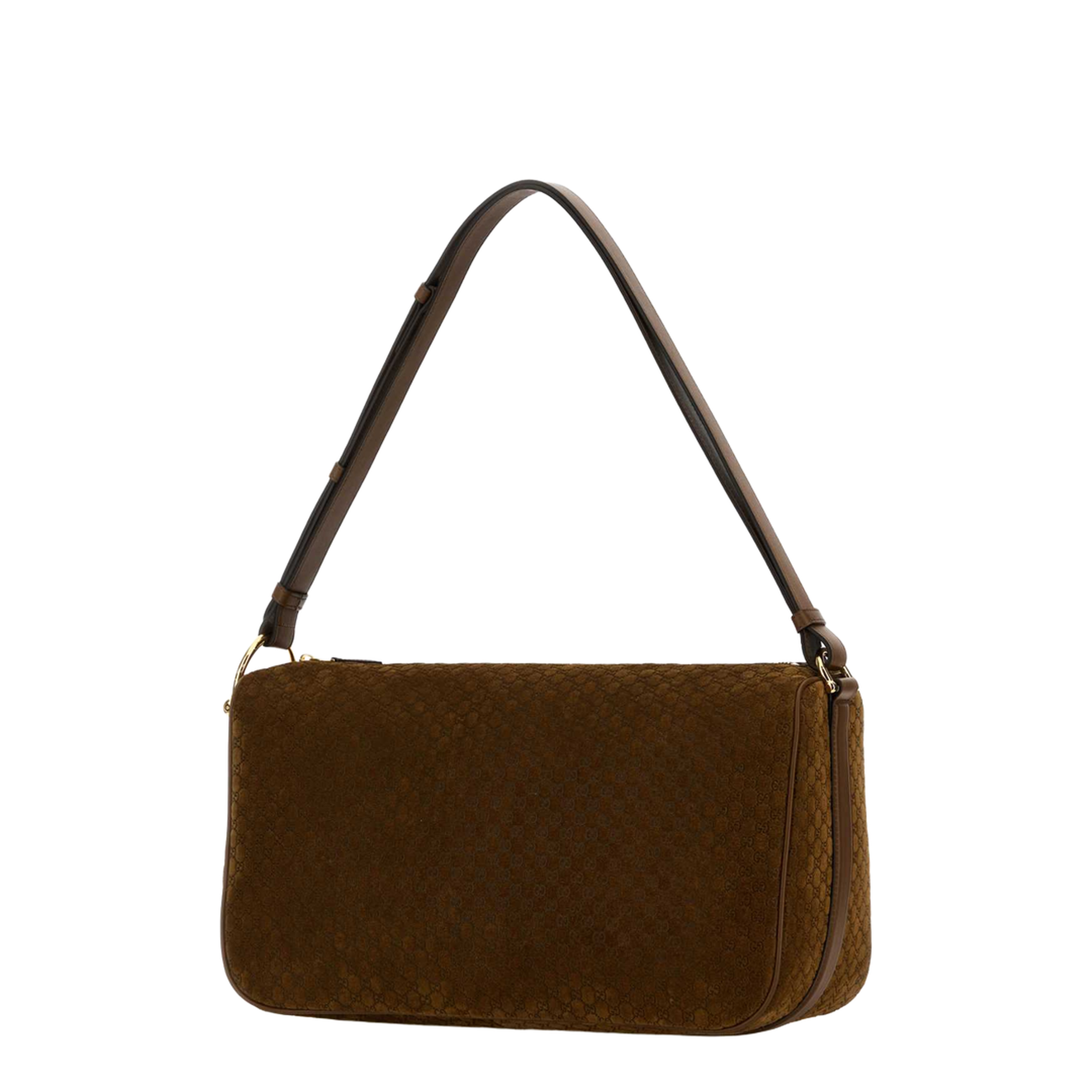 Caramel Suede Half Horsebit Shoulder Bag
