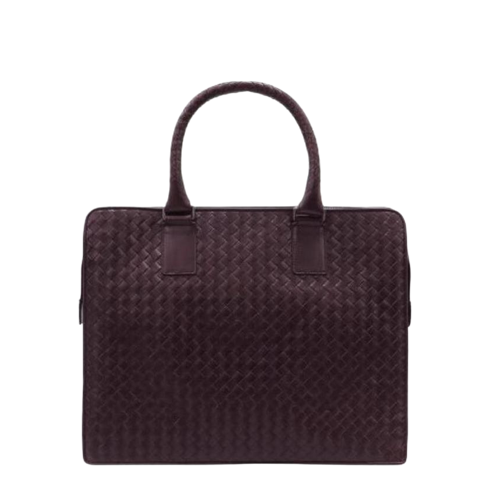 Intrecciato Large Leather Briefcase - Burgundy
