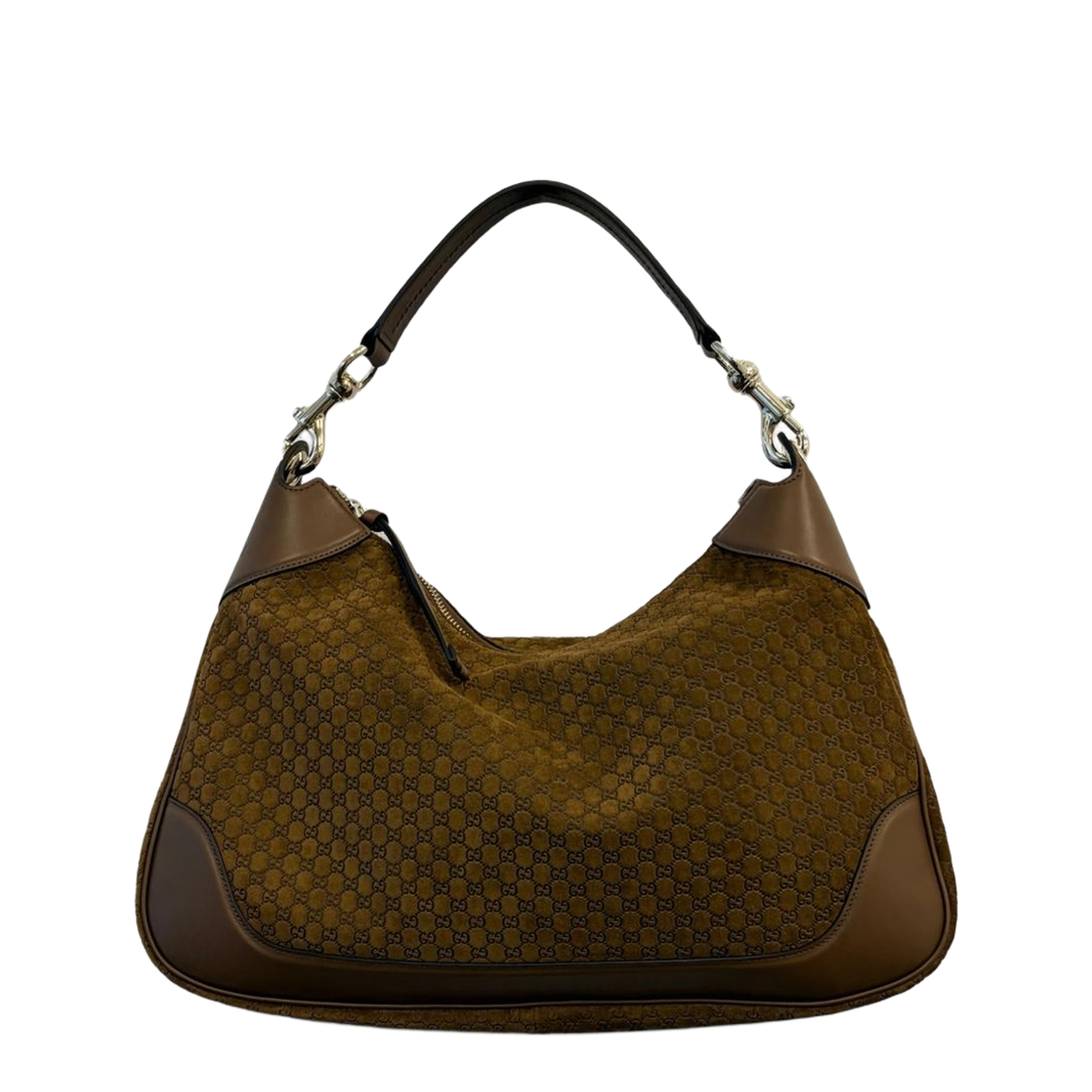 B Medium Suede Shoulder Bag - Pepper Brown