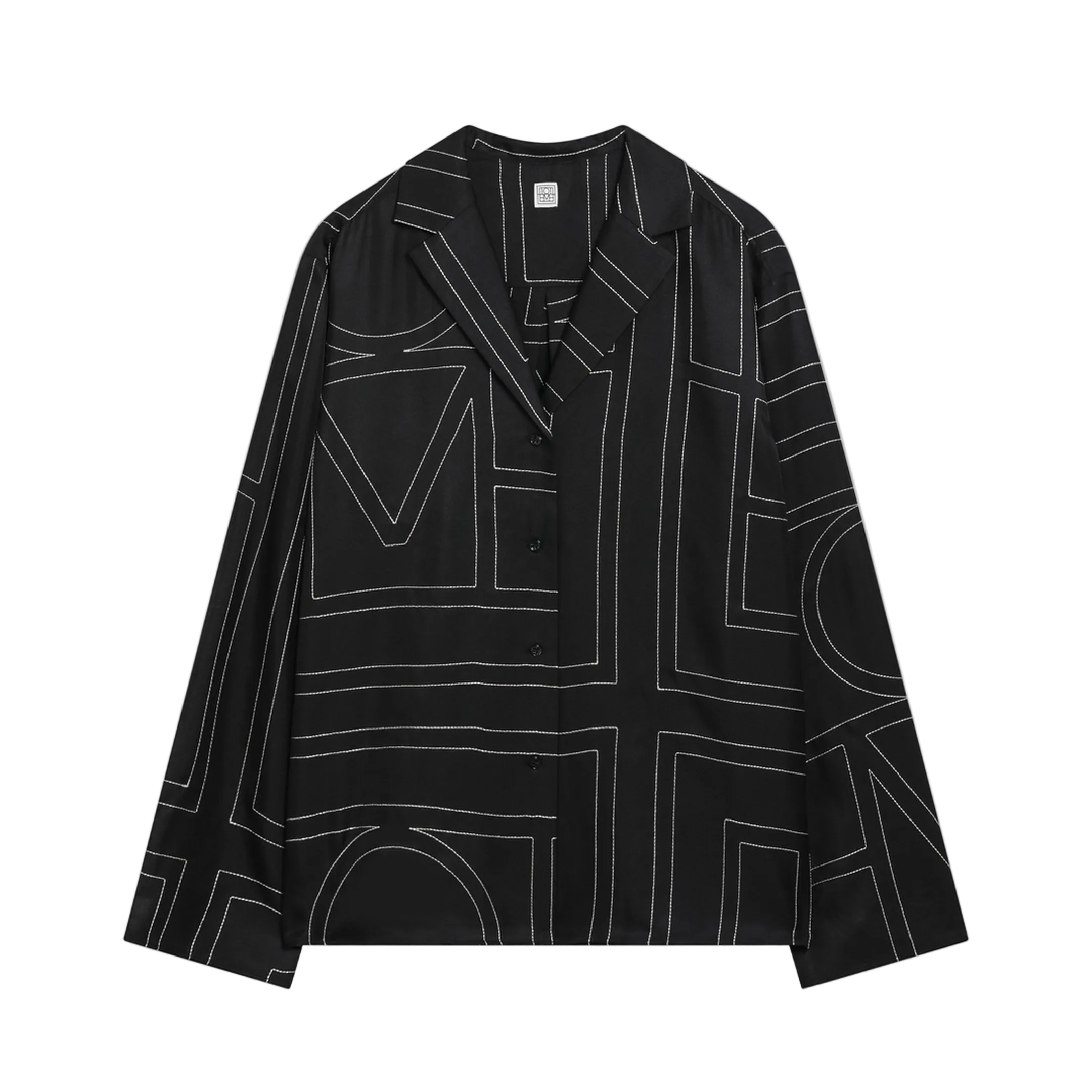 MAYFEYR - Toteme - Black Monogram Silk Pajama Shirt - 213-755T707925