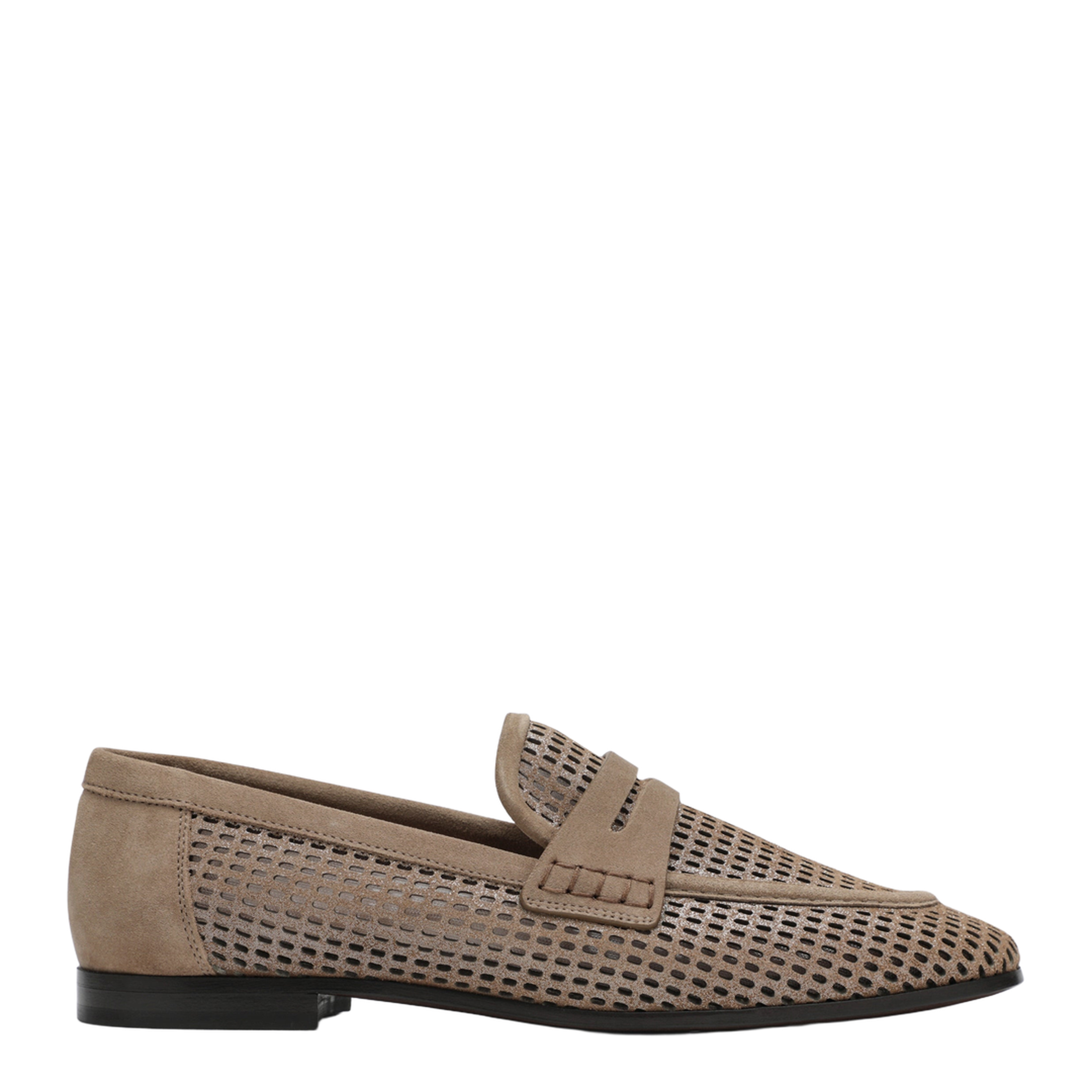 Brown Loafers in Sparkling Net Leather