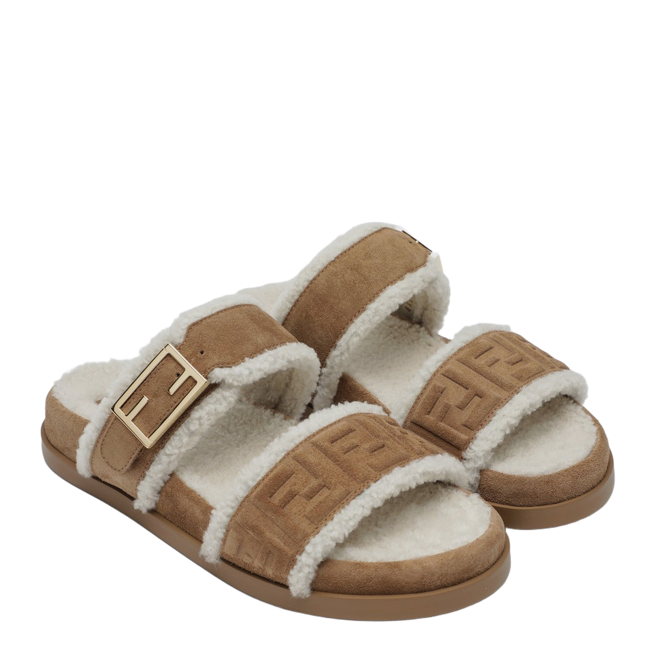 Slide Feel in Bronze Suede and Shearling